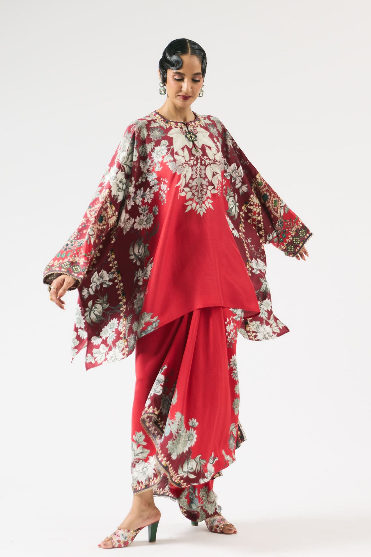 Nizam Insha Red Tunic Set