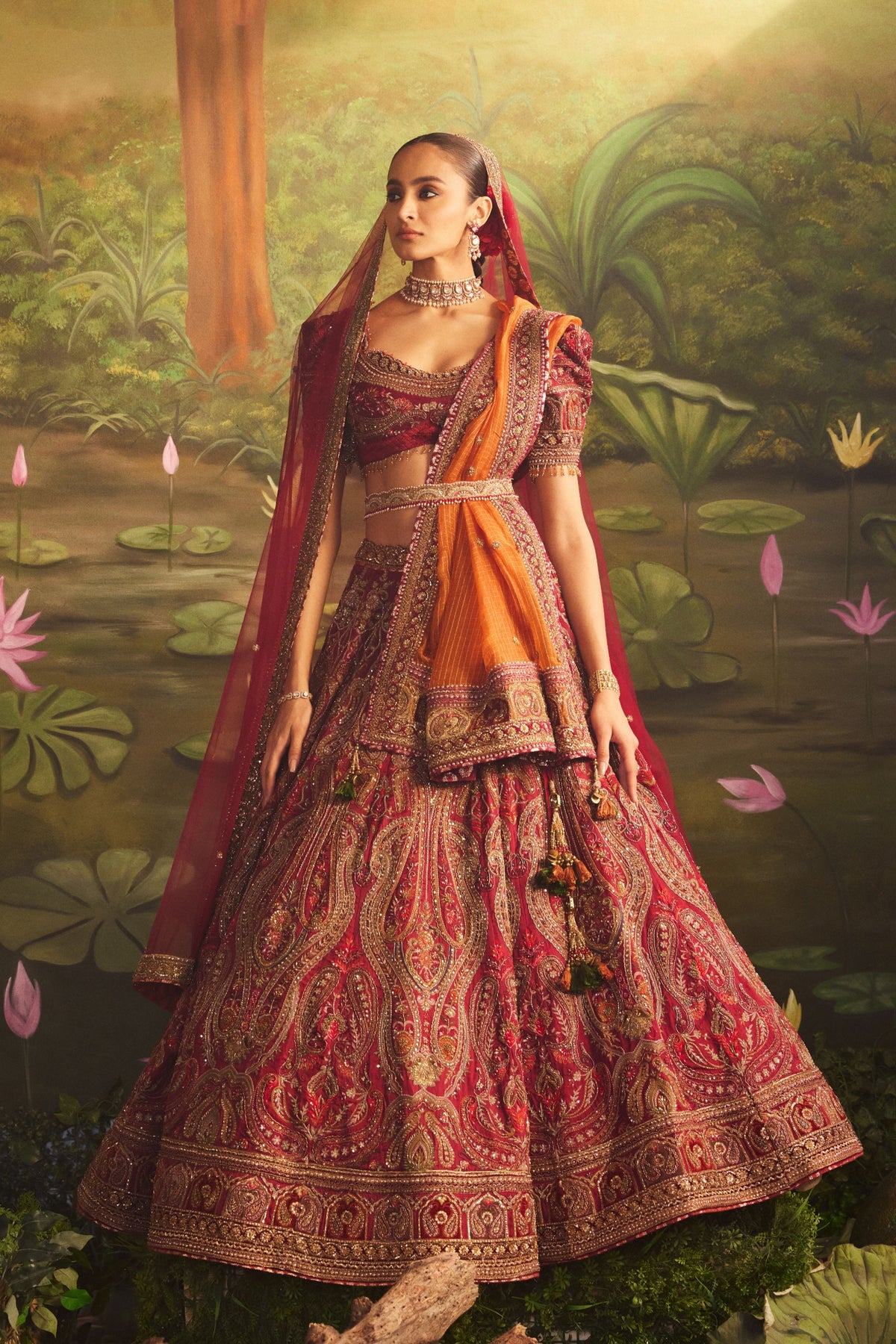 Maroon Organza Sequence Lehenga