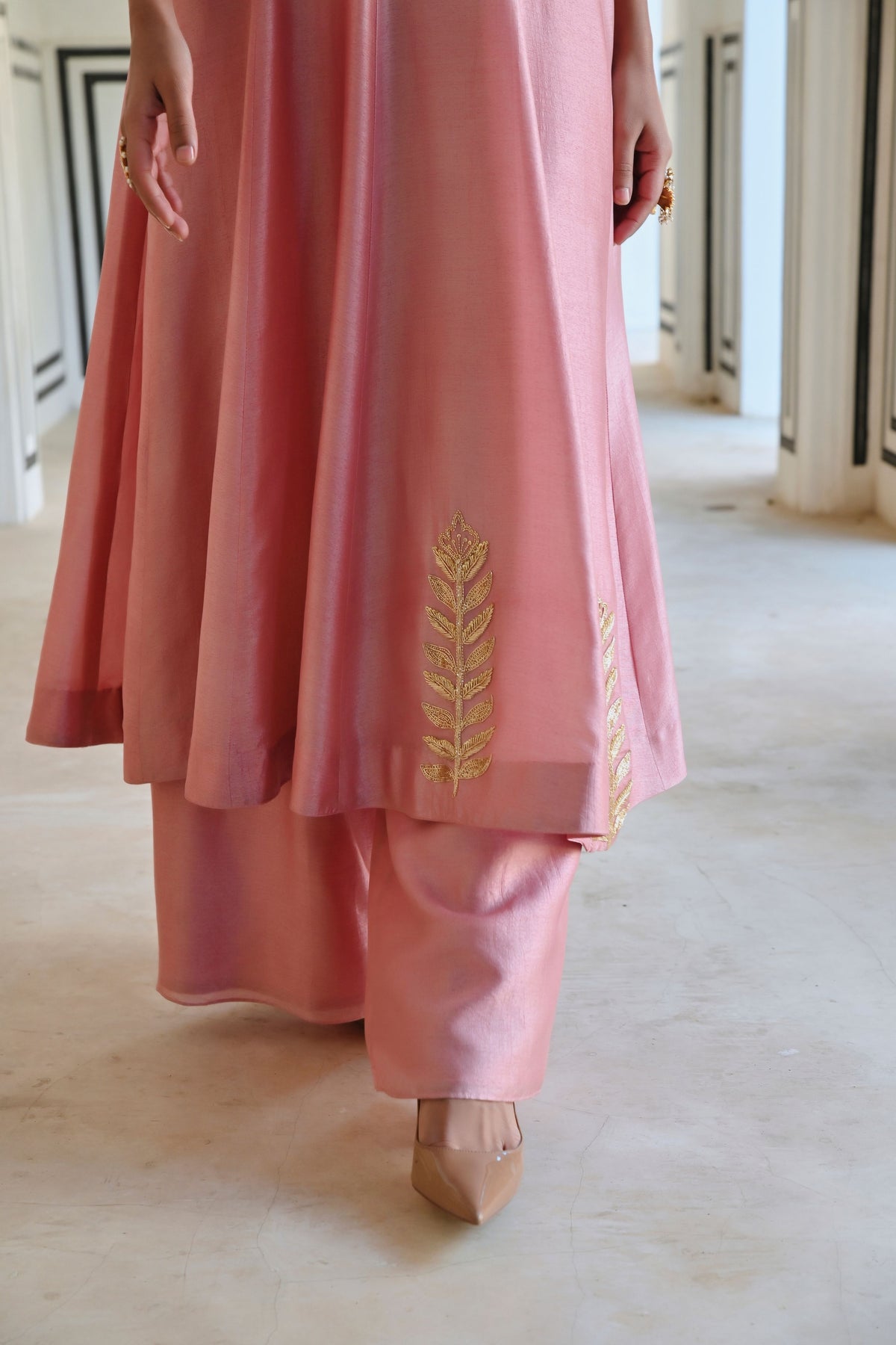 Mauve Pink Embroidered Anarakali Set