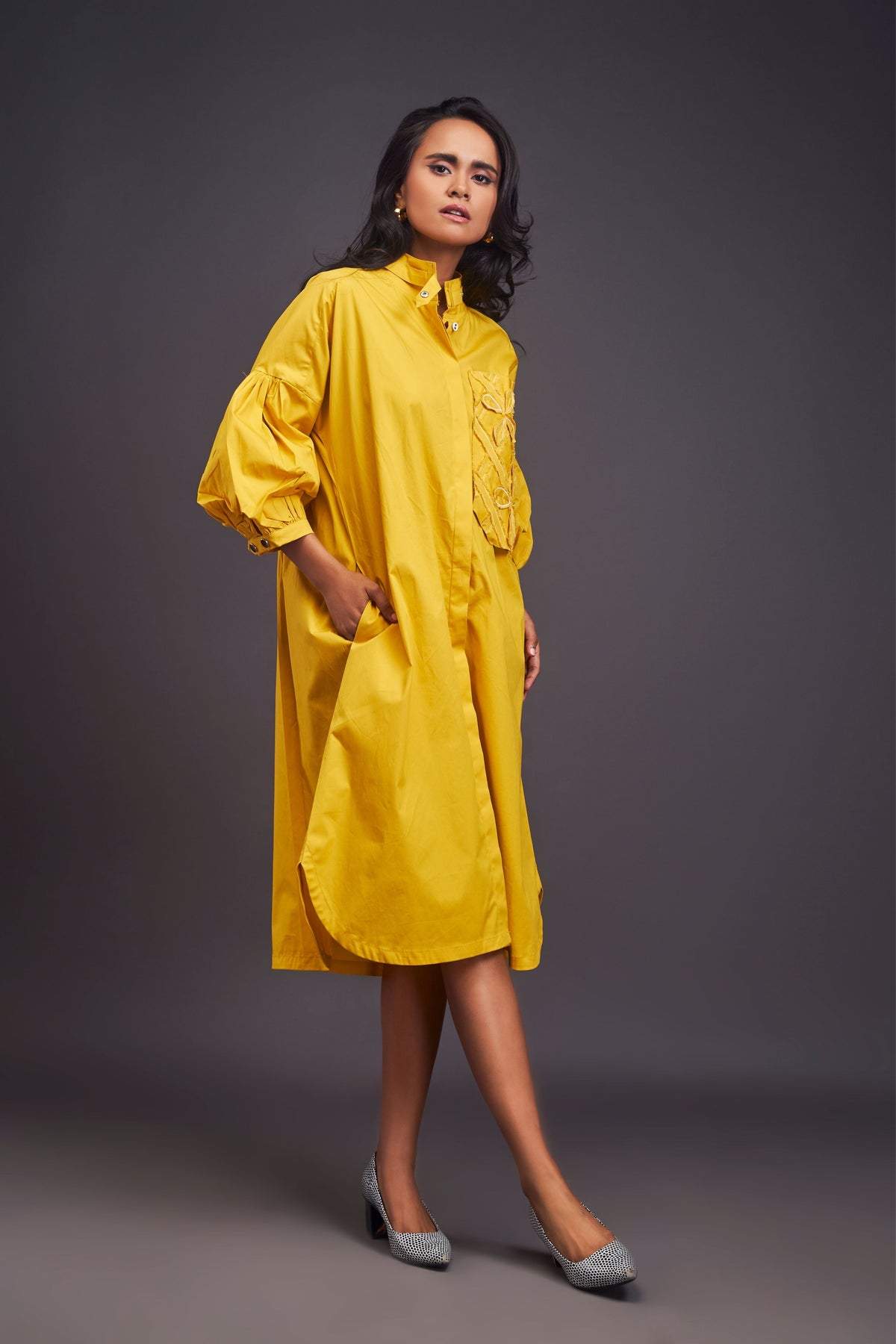 Yellow Oversized Shirt Dress