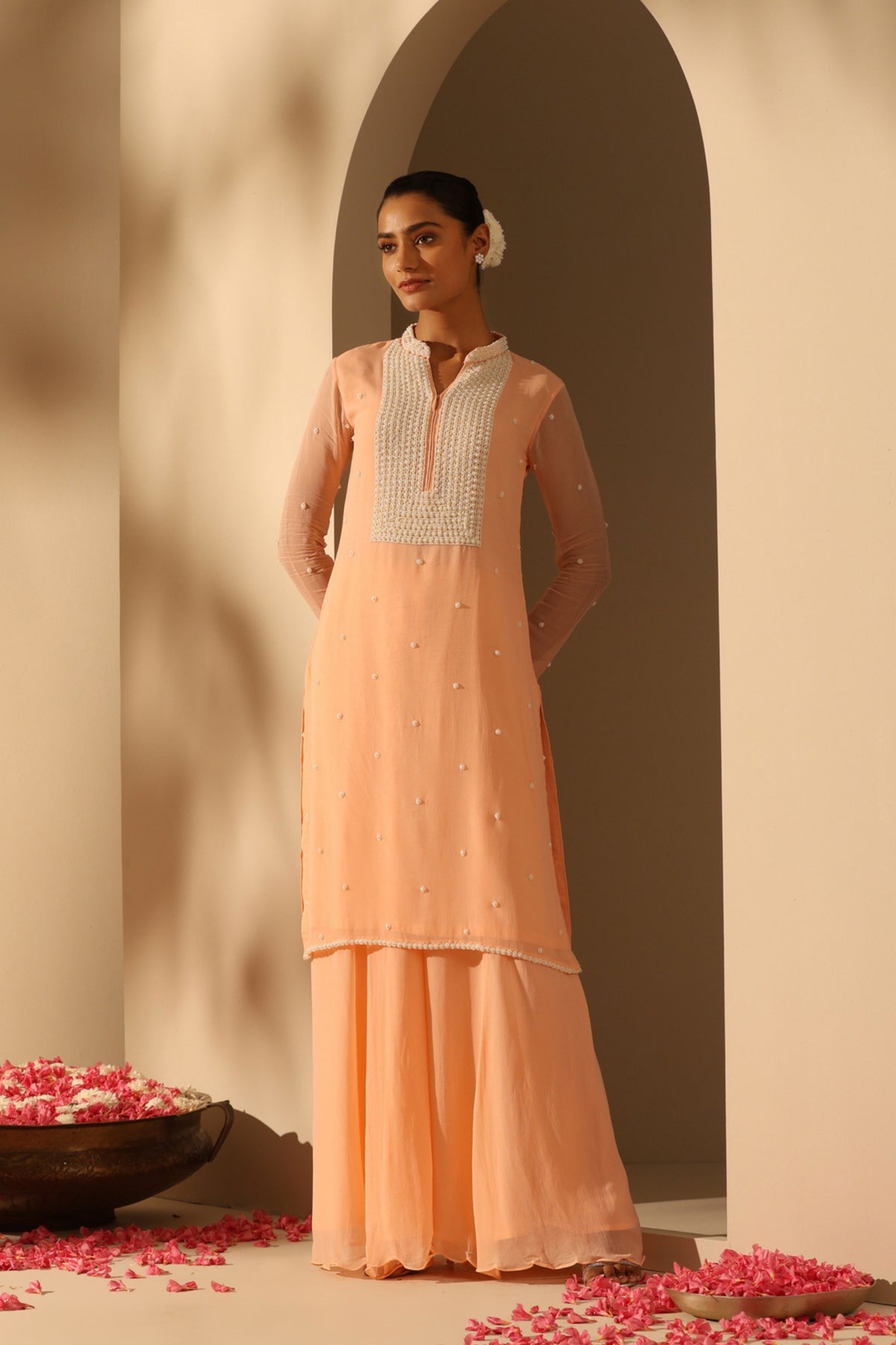 Chanda Orange Kurta Set