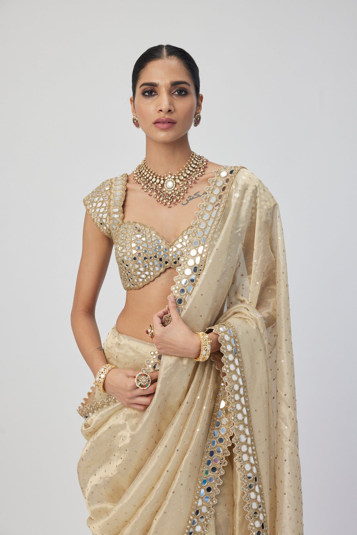 Golden Shimmer Saree Set