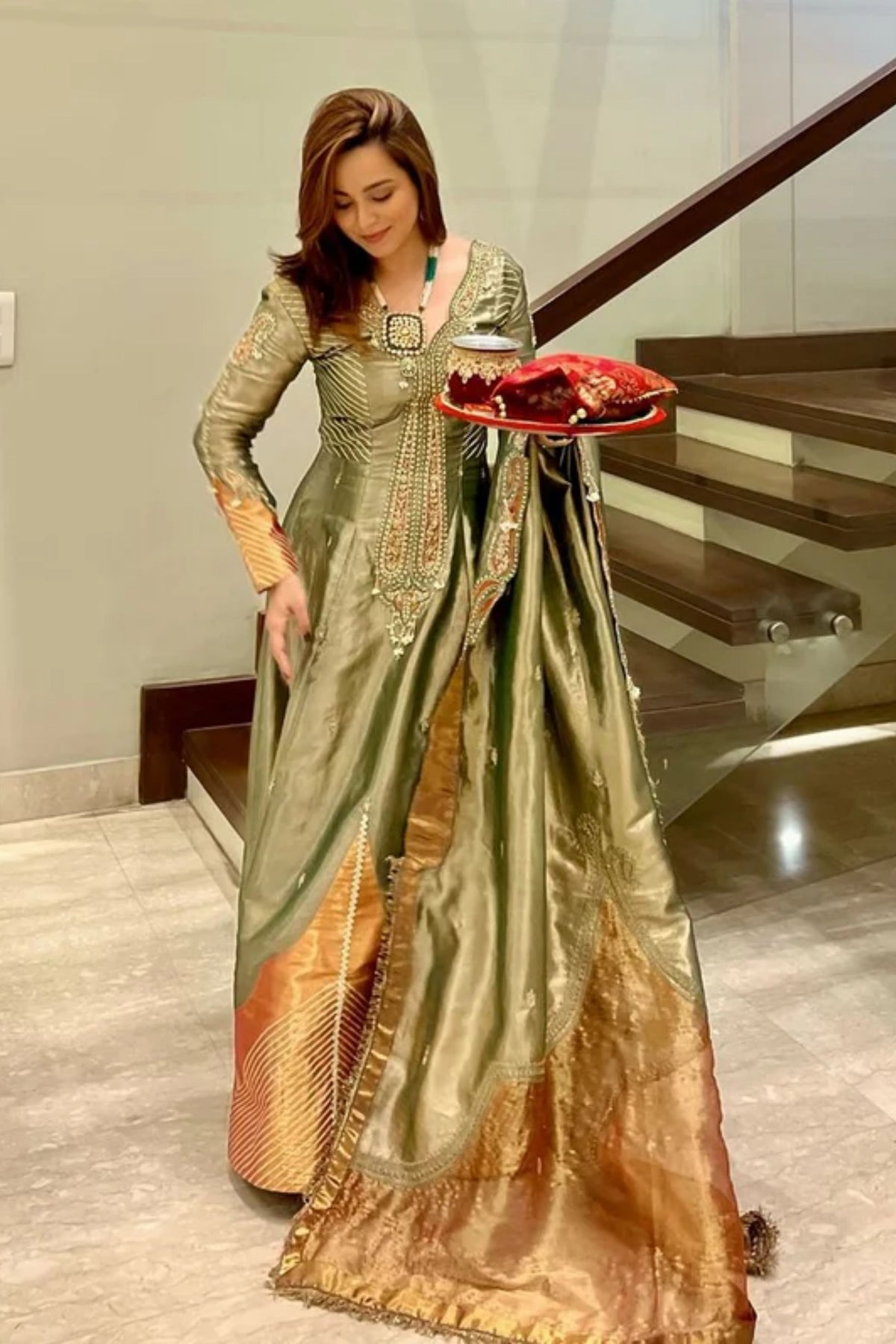 Emerald Anarkali With Dupatta