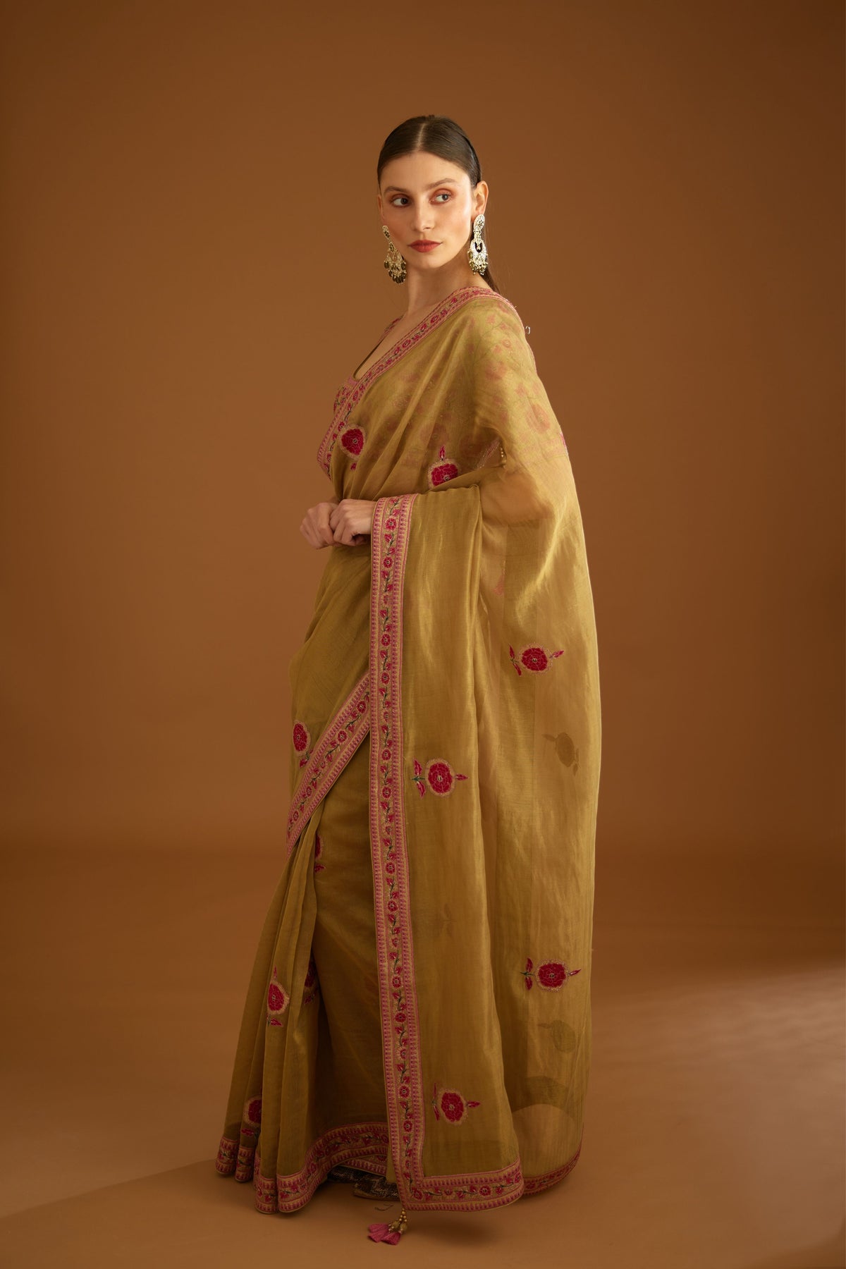 Mustard gold Saree set