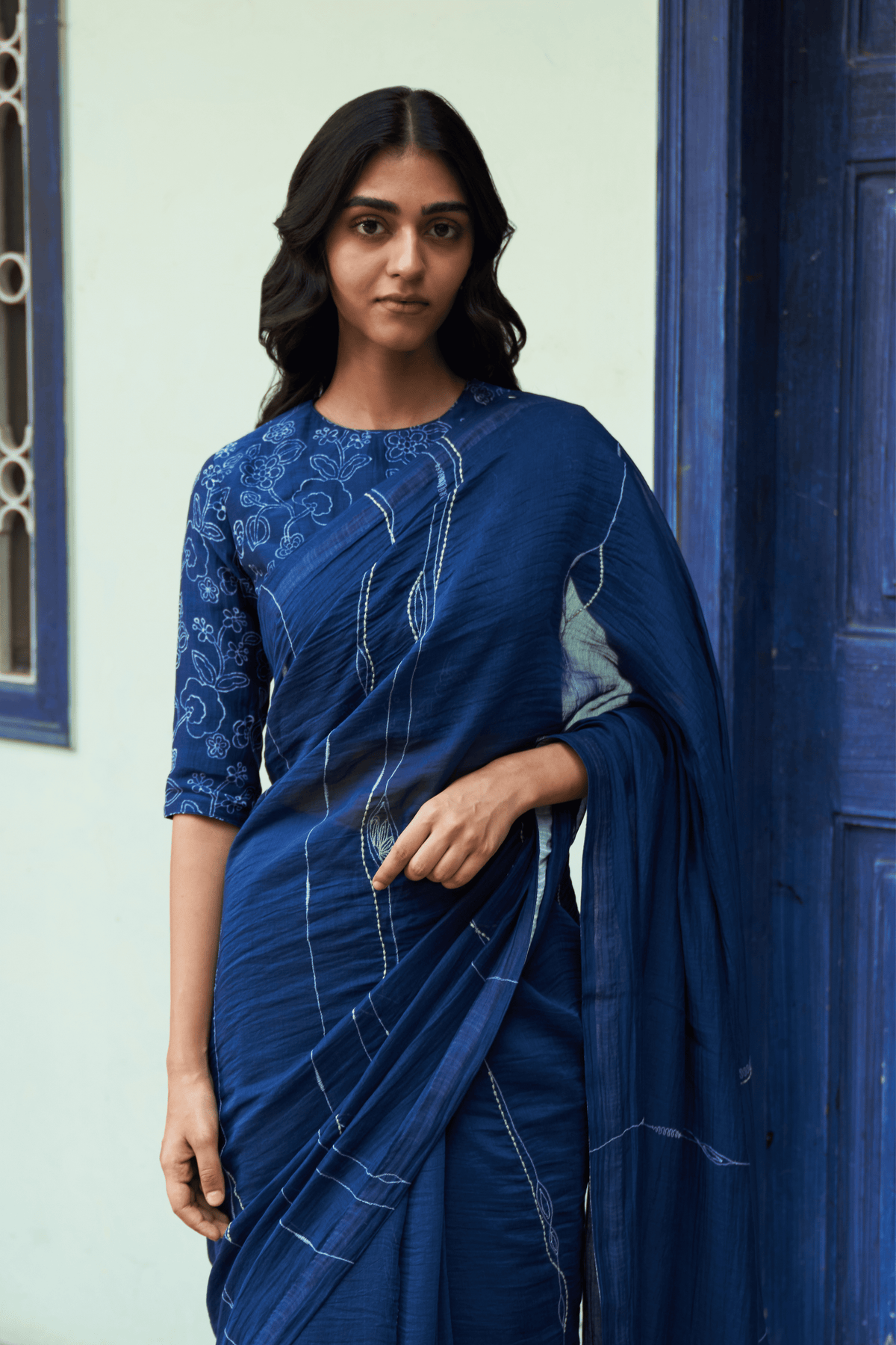 Indigo Saree Set