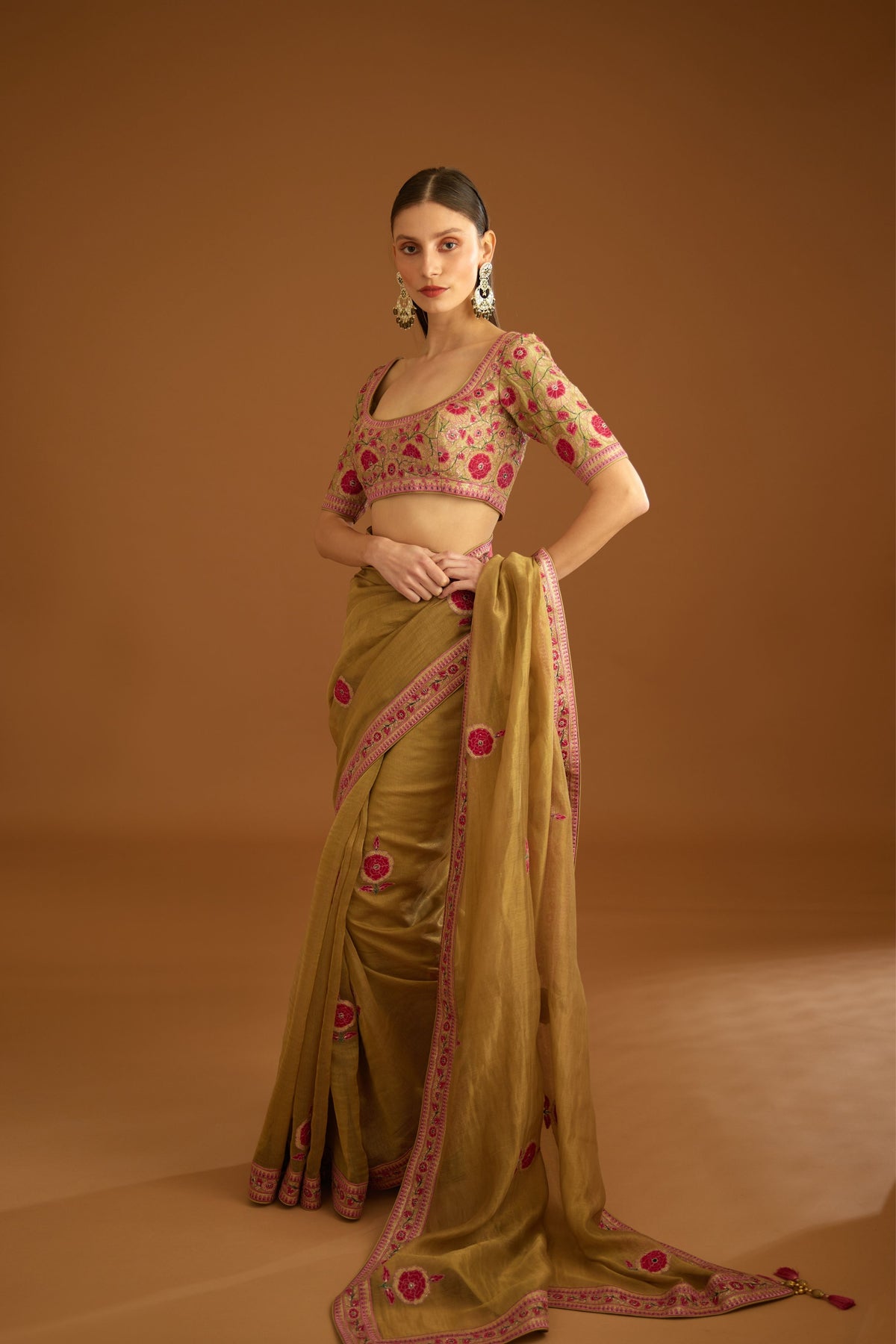 Mustard gold Saree set