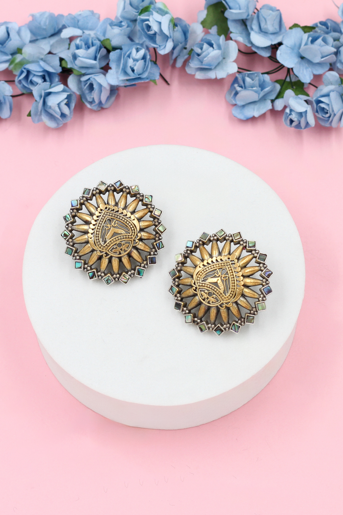 Luxe Shine Round Stud Earrings