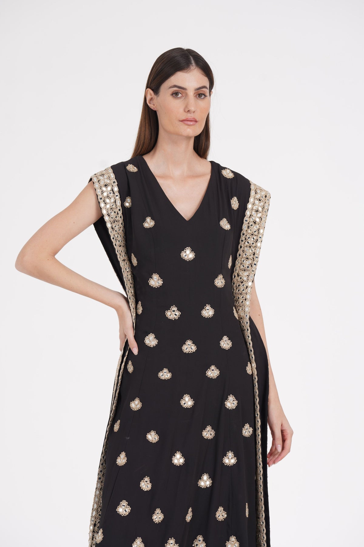 Embroidered Black Kaftan