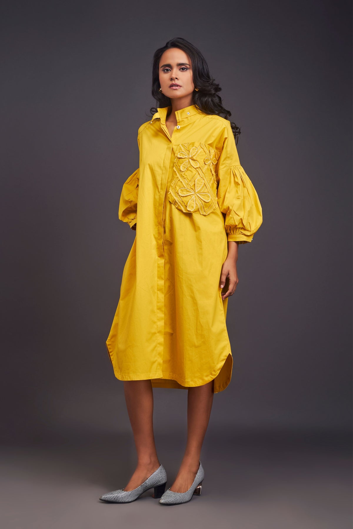 Yellow Oversized Shirt Dress