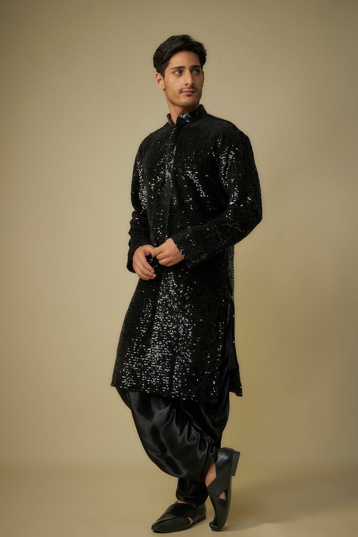 Black Sequin Kurta Set