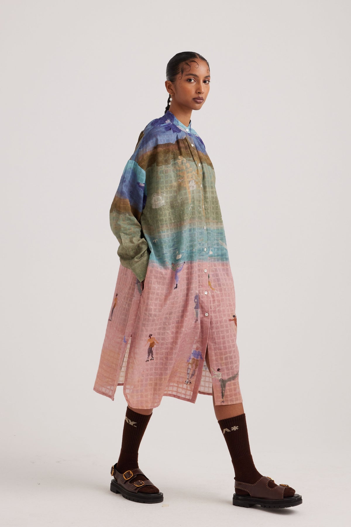 Skater Kaftan Shirt Dress