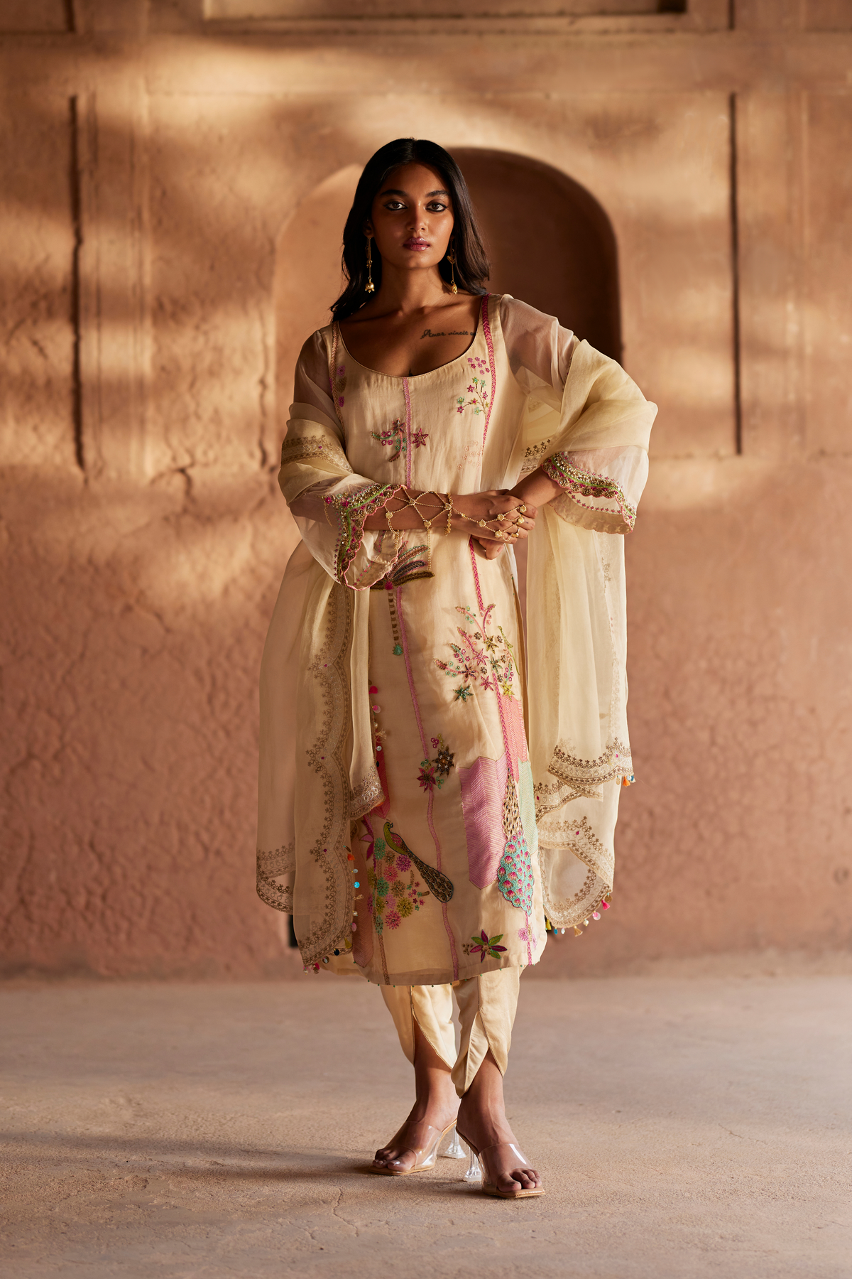 Nadira Ivory Organza Kurta Set