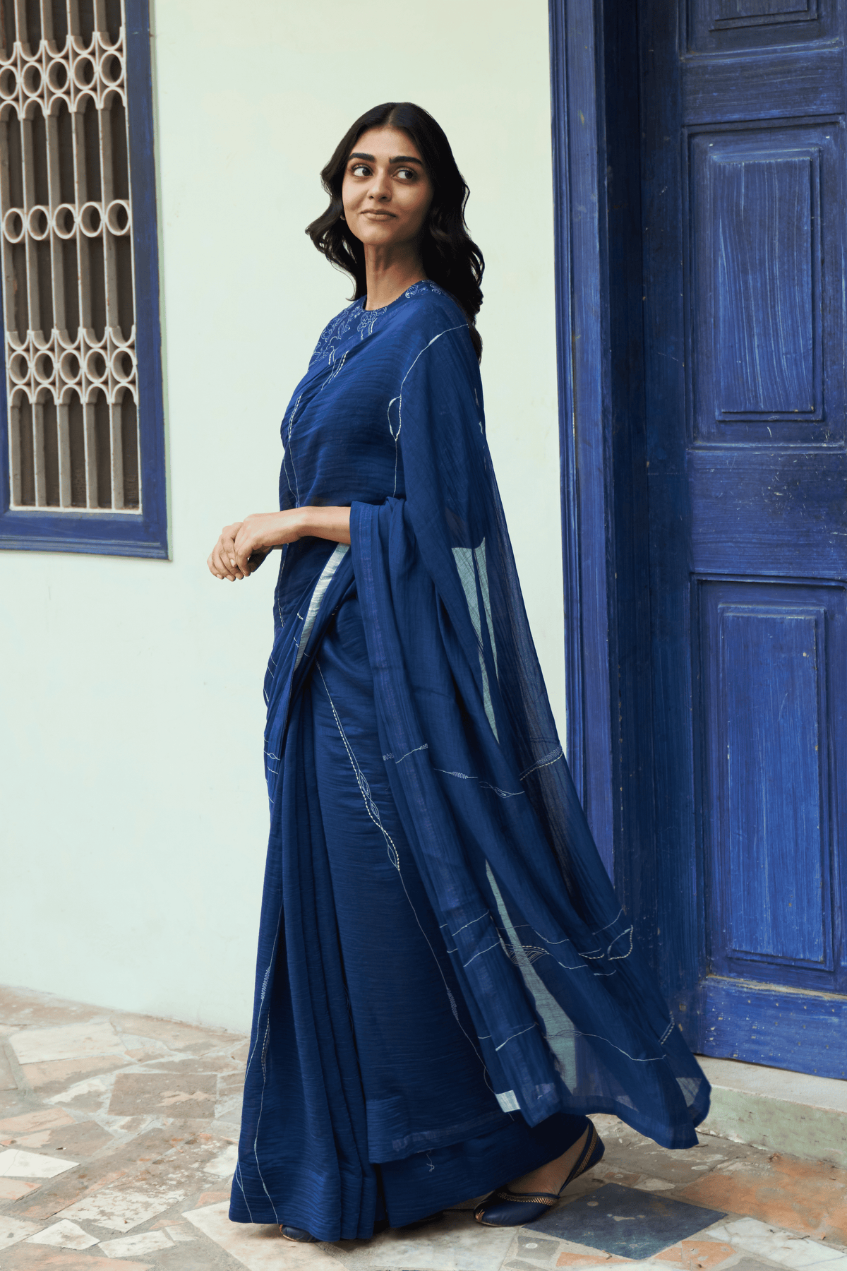 Indigo Saree Set