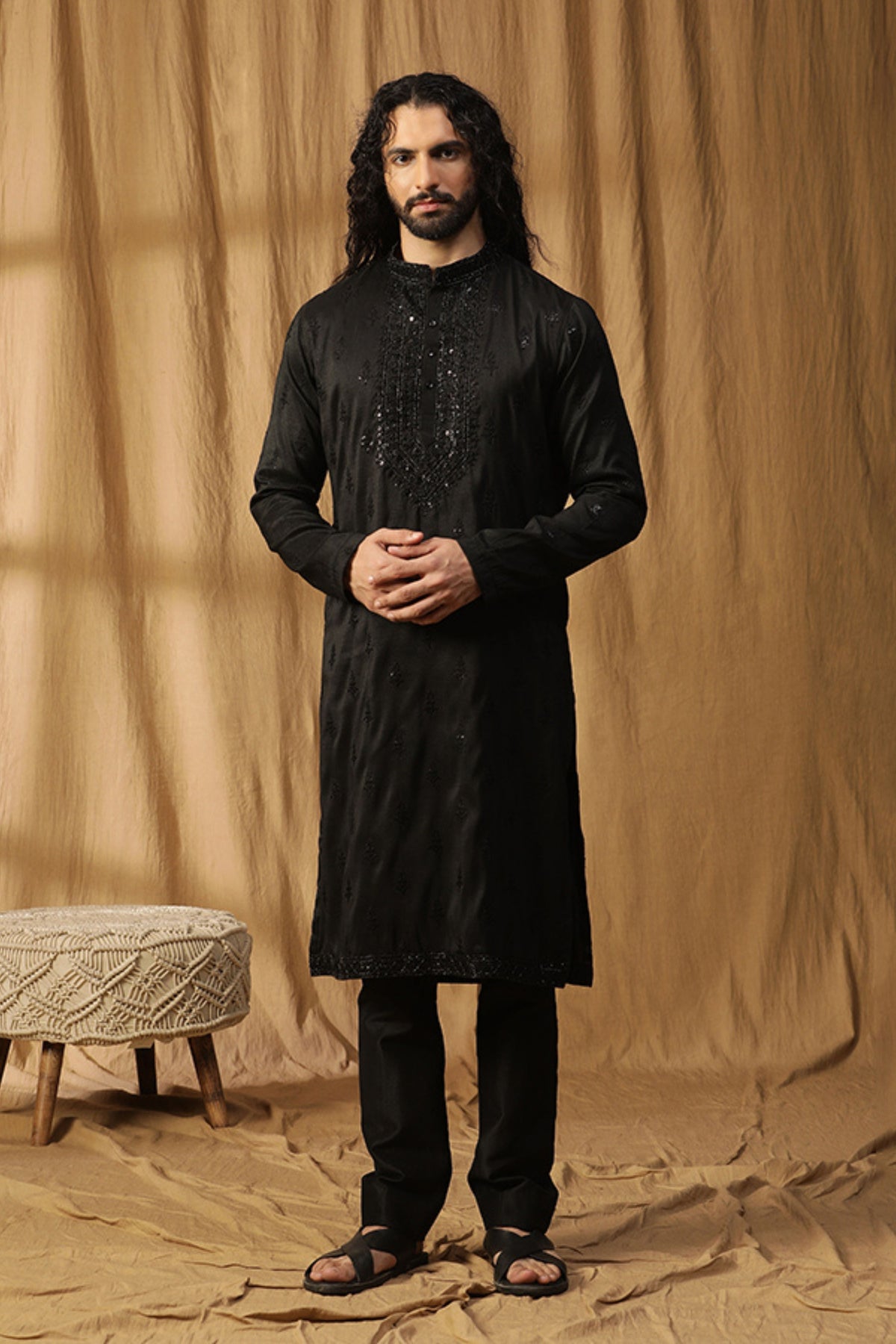 Black Rooh Embroidery Kurta Set