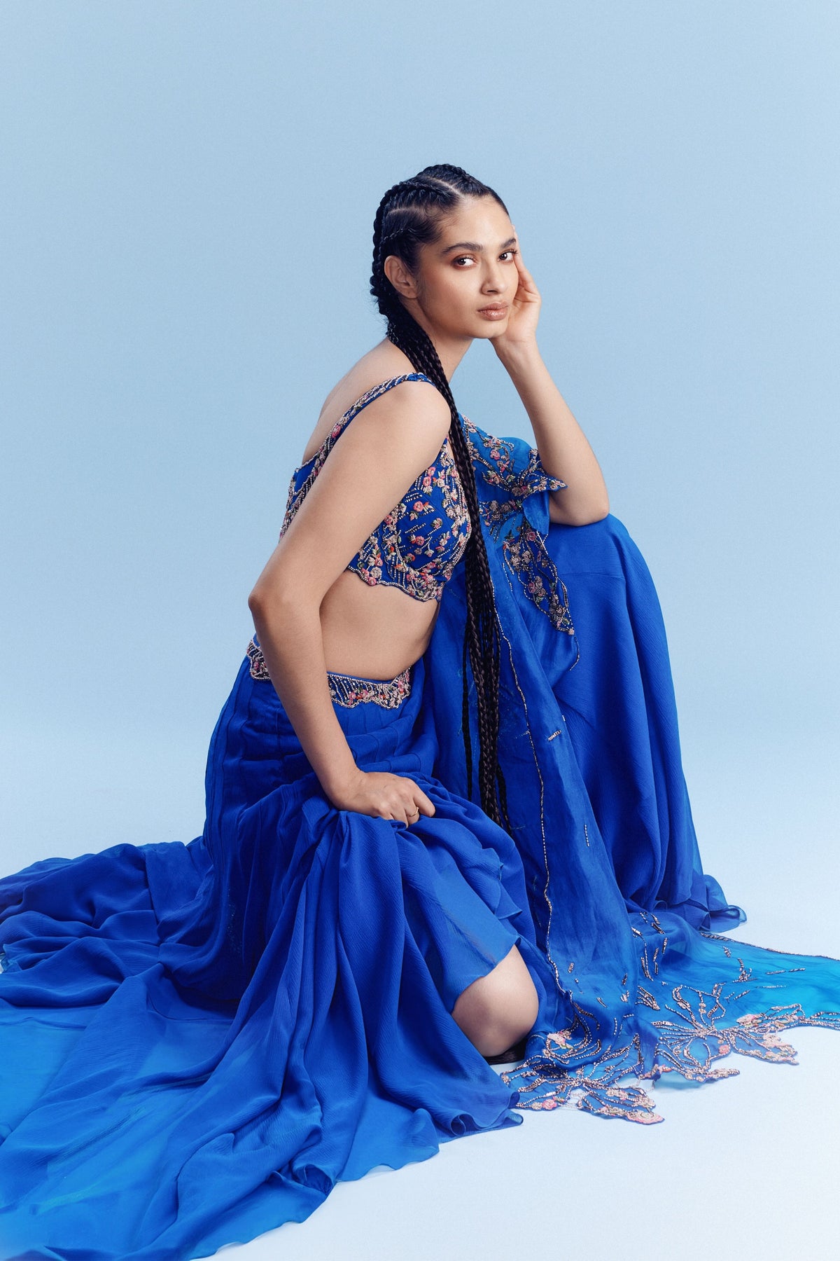 Kai Cobalt Blue Saree Set