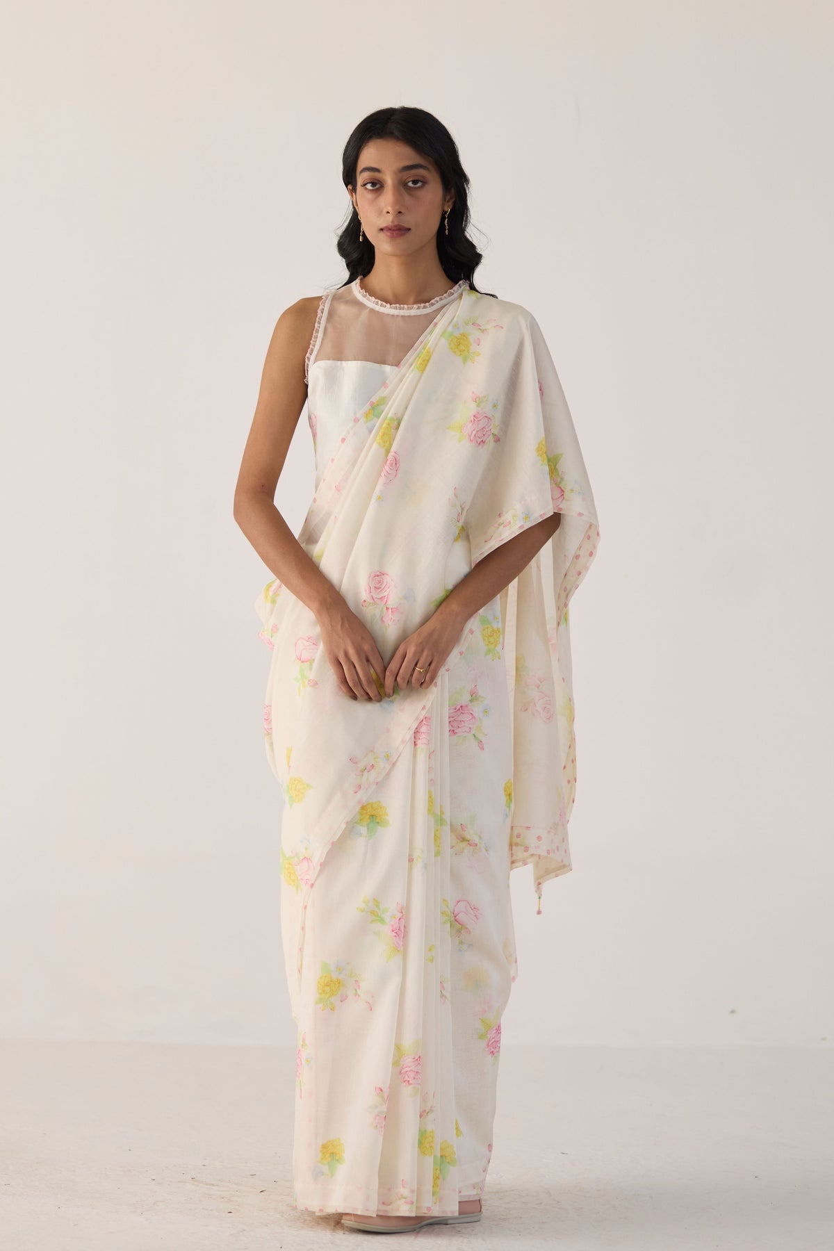 Valley Rose Silk and Cotton Chanderi Sari