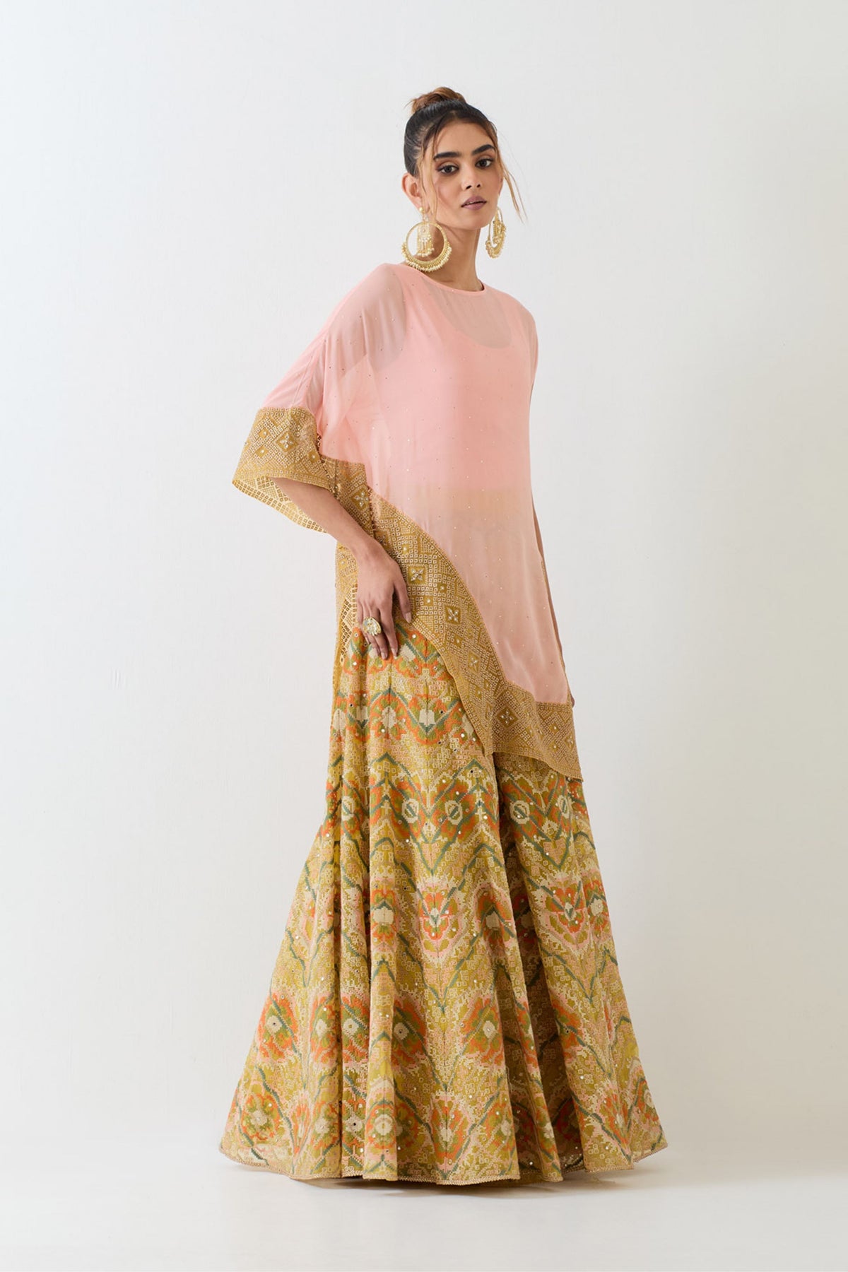 Pale Pink Cape With Sharara