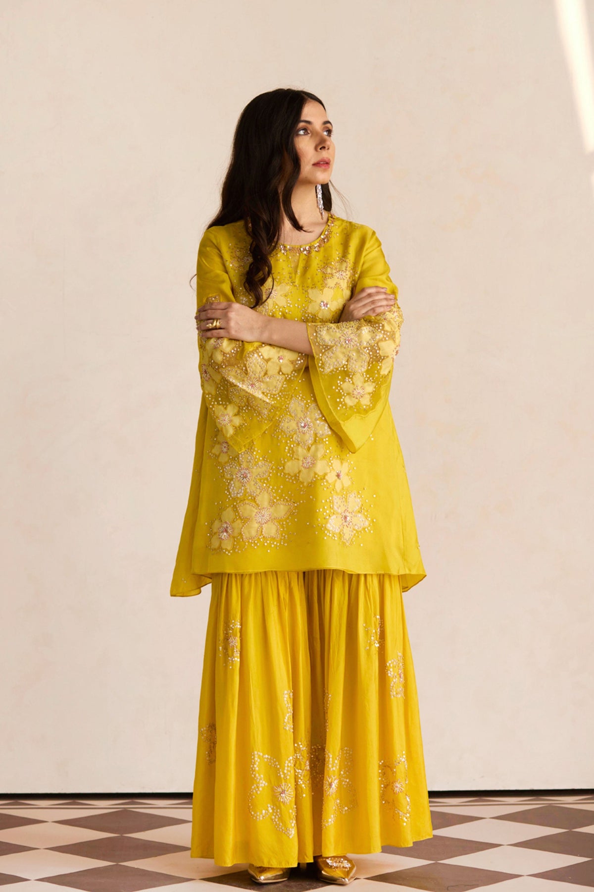 Yellow Mango Sharara Set