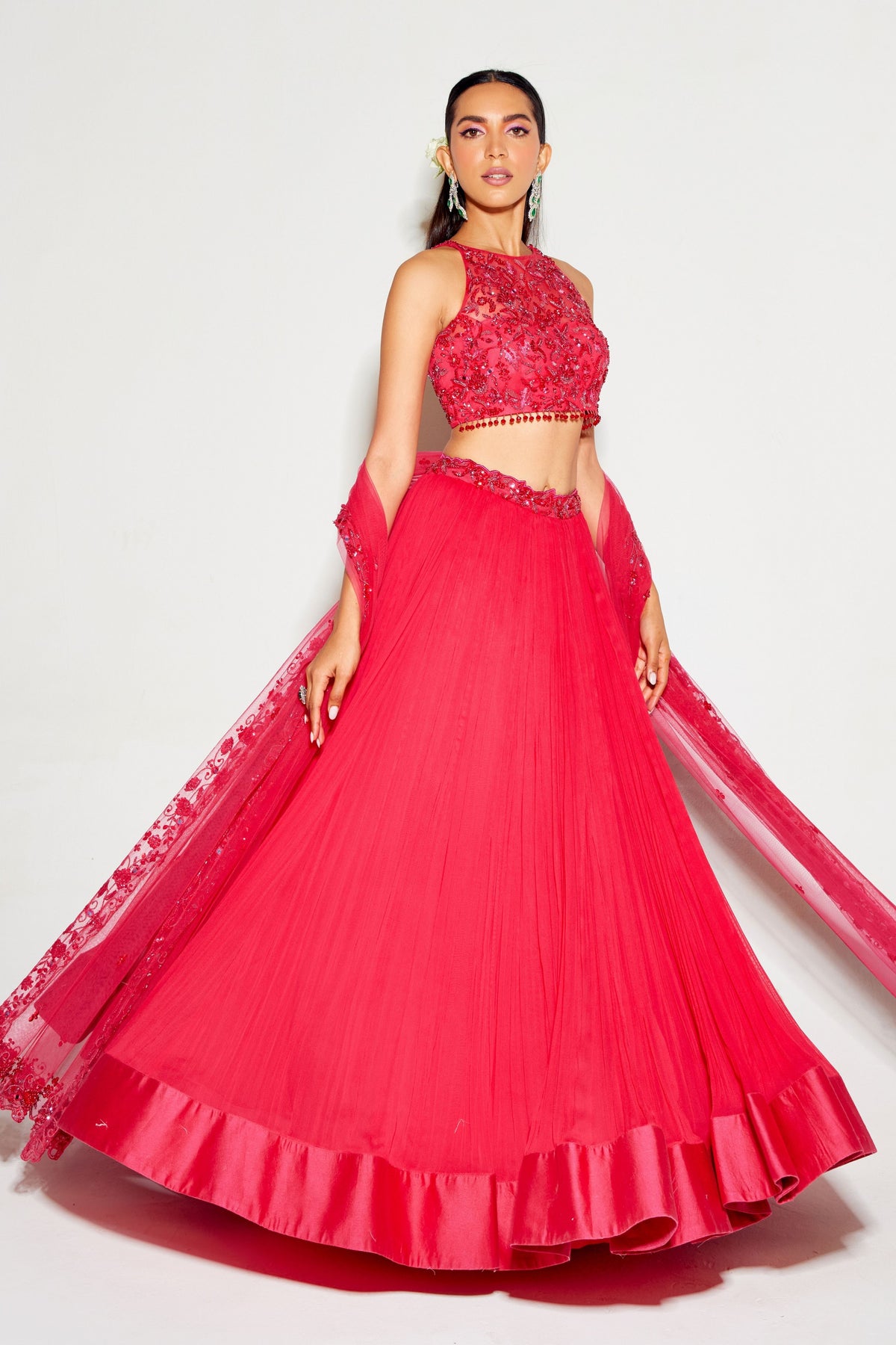 Pink Cut Work Lehenga Set