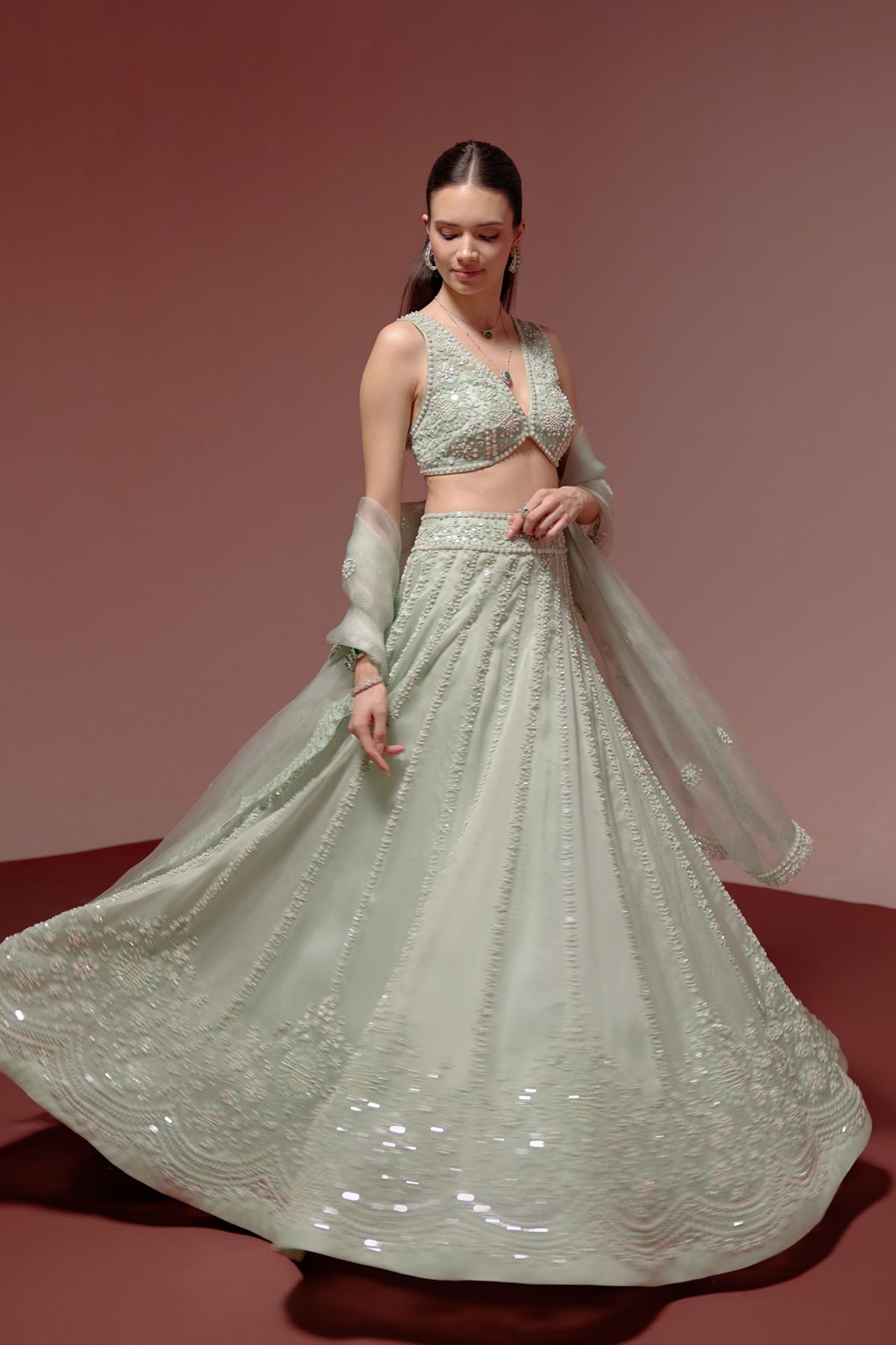 Sage Green Lehenga