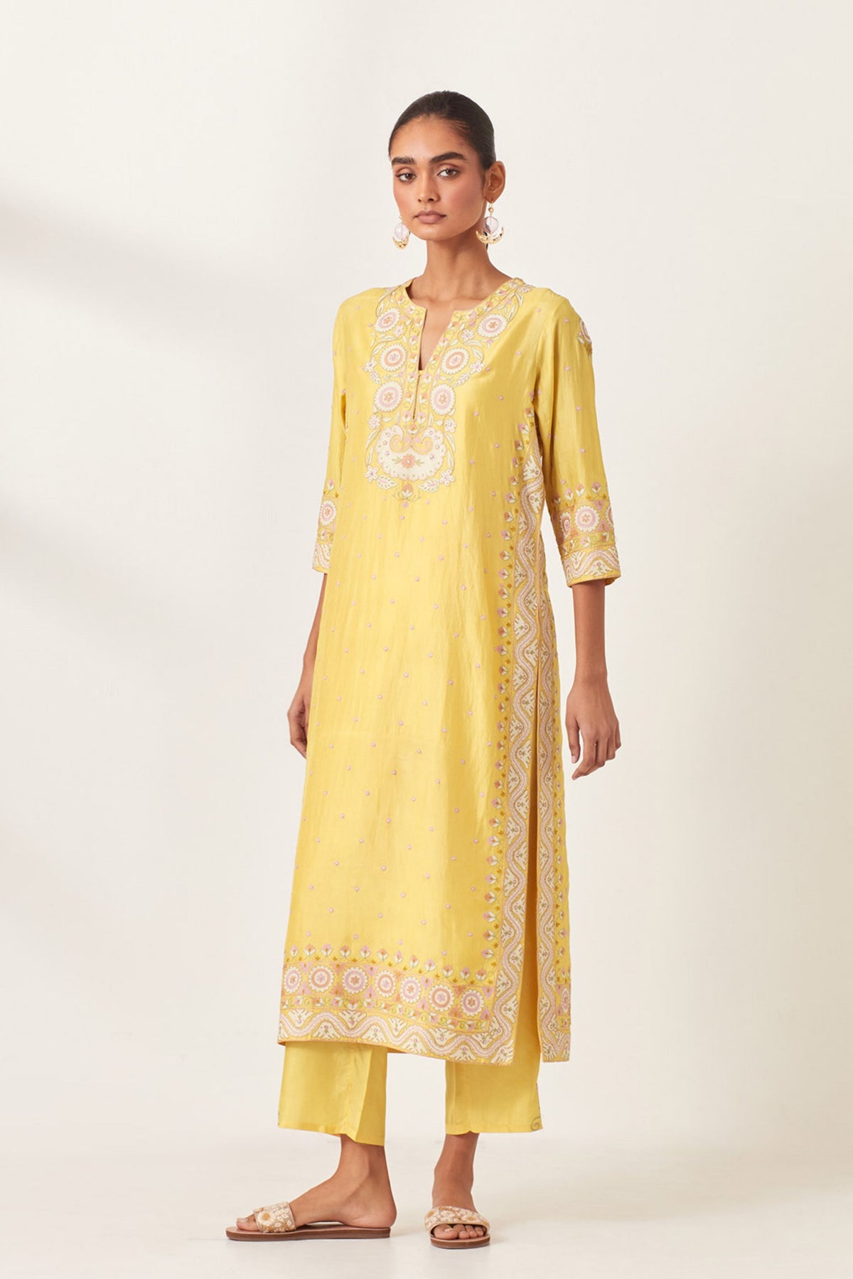 Yellow Slim Fit Kurta Set