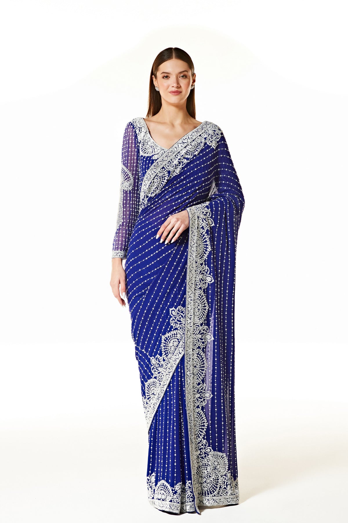 Royal Blue Zaynab Saree Set