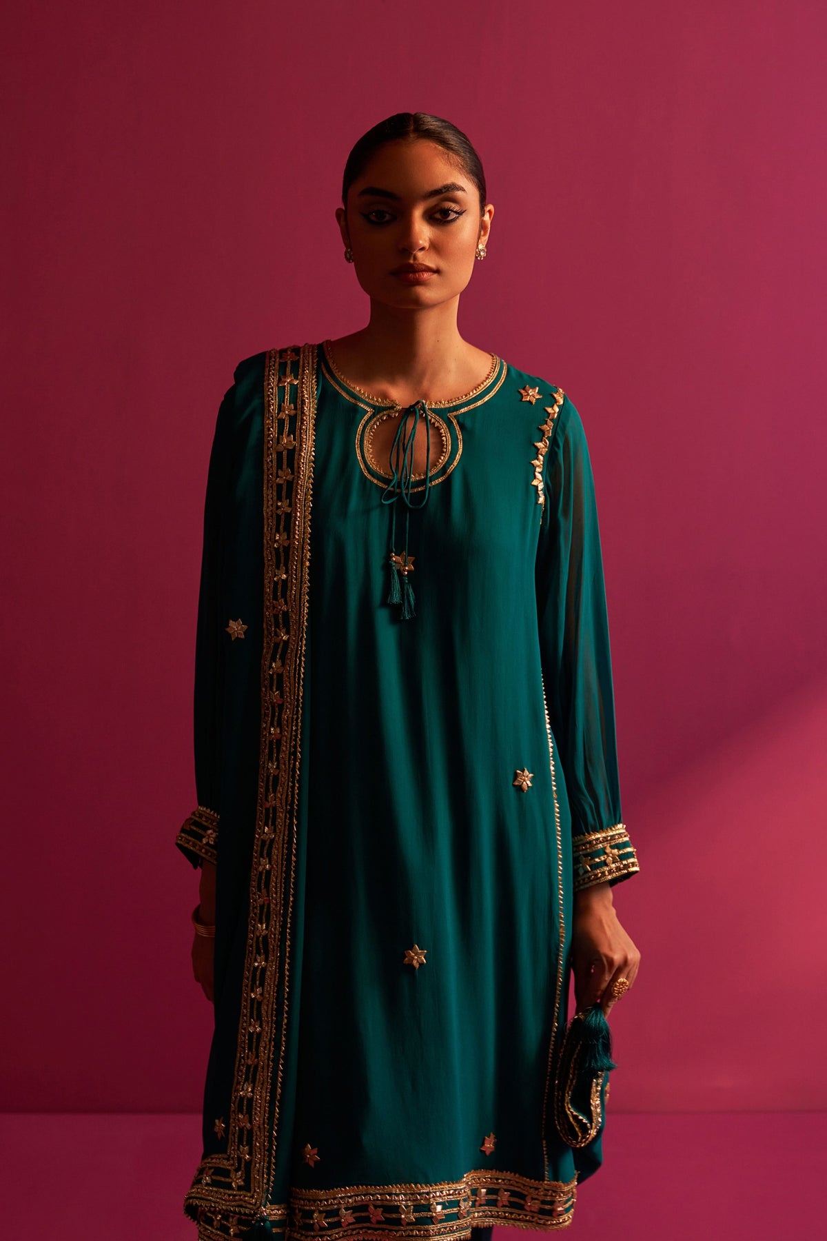 Turquoise Green Jhalak Kurta Set