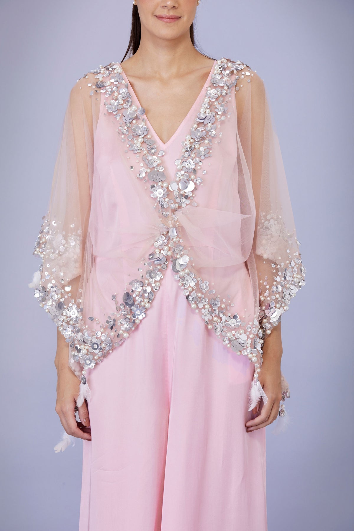 Light Pink Kaftan With Jumpsuit