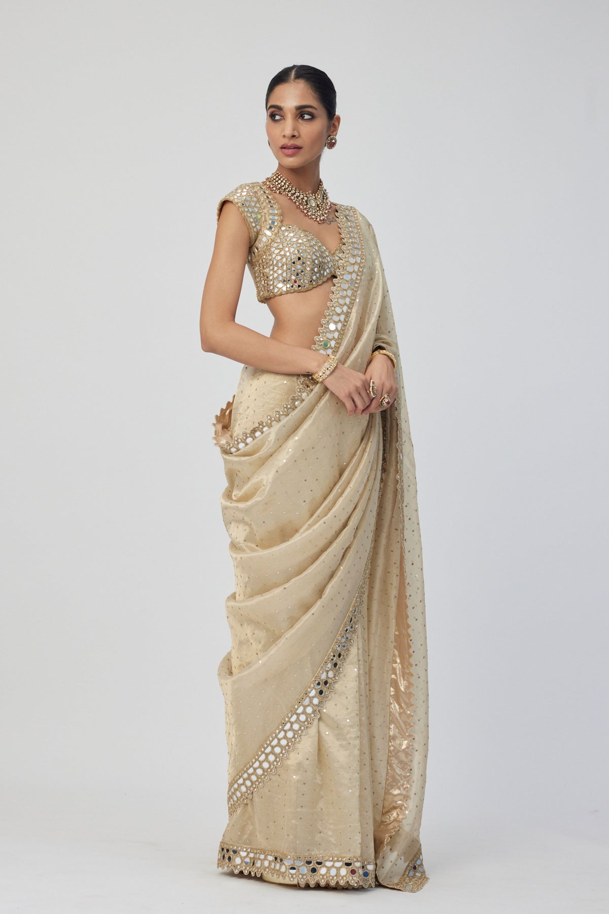 Golden Shimmer Saree Set