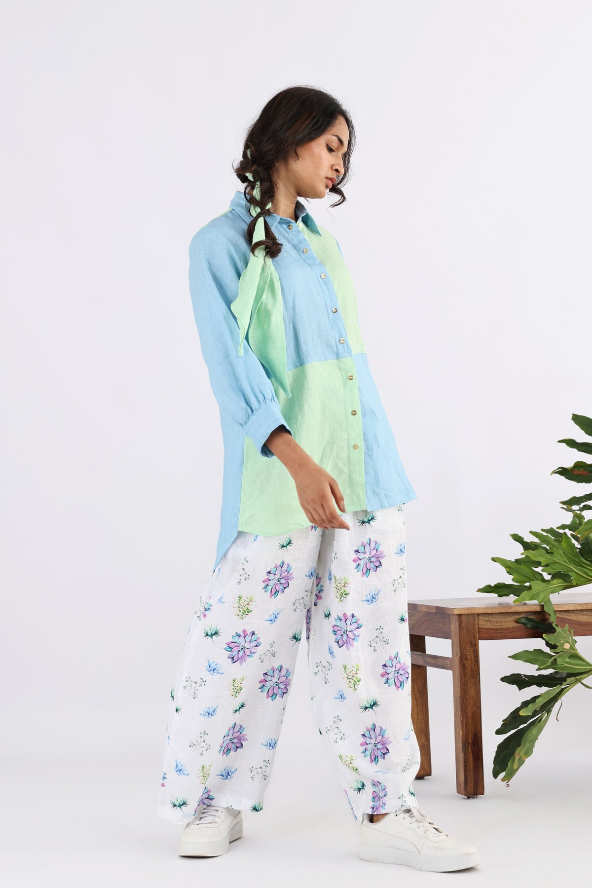 Green &amp; Pale Blue Alocasia Shirt