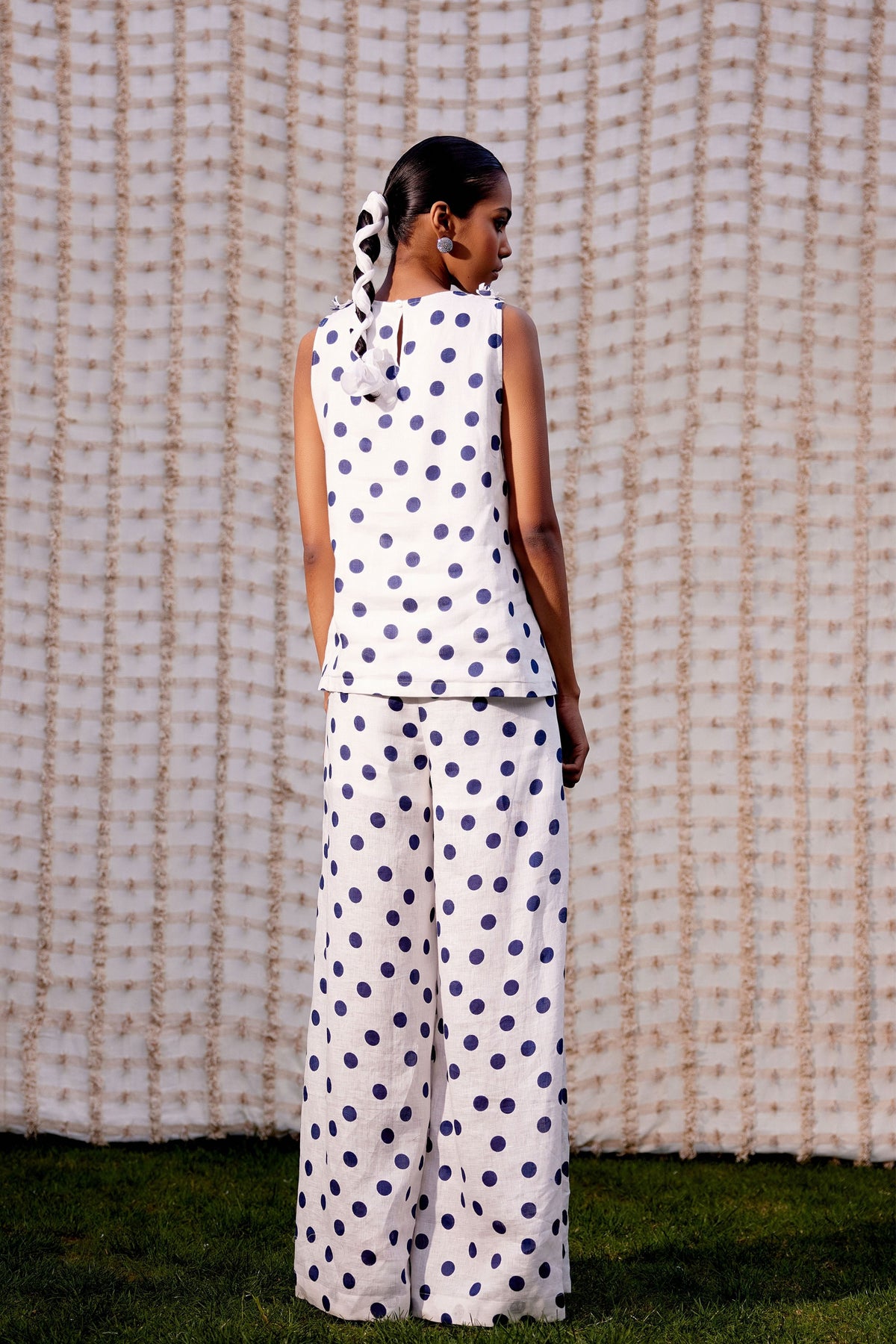 White &amp; Blue Polka Co-ord Set