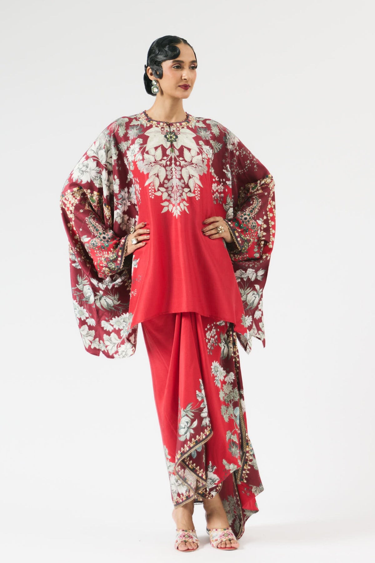 Nizam Insha Red Tunic Set