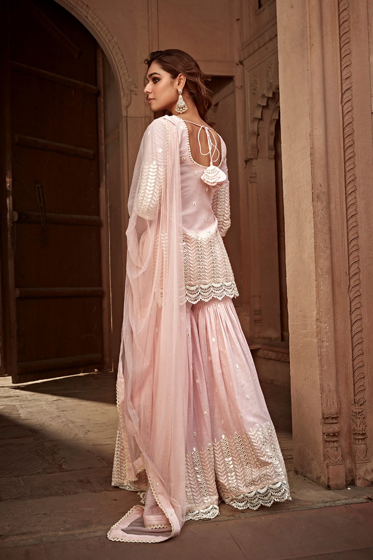 Blush Pink Straight Shrara Set