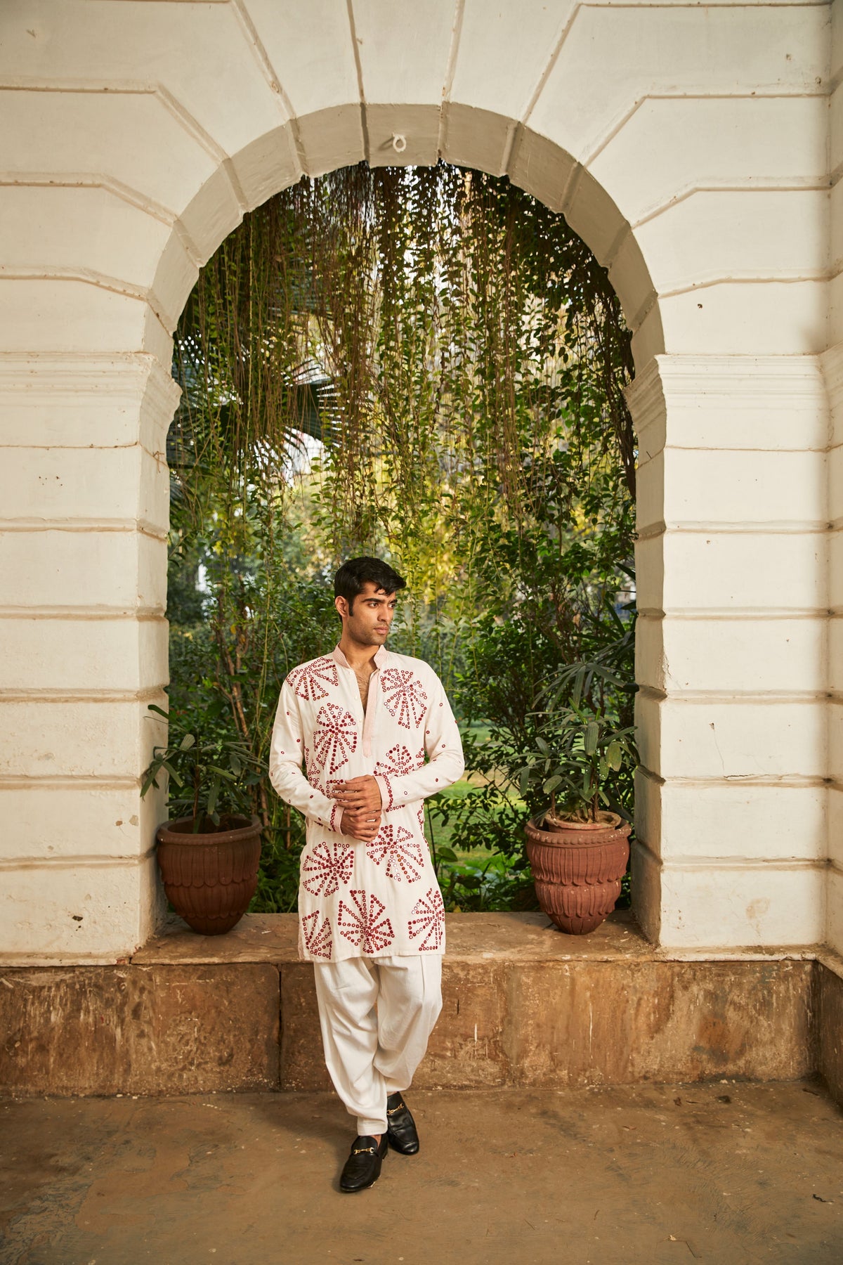 Silk Mirrowork Kurta With Salwar