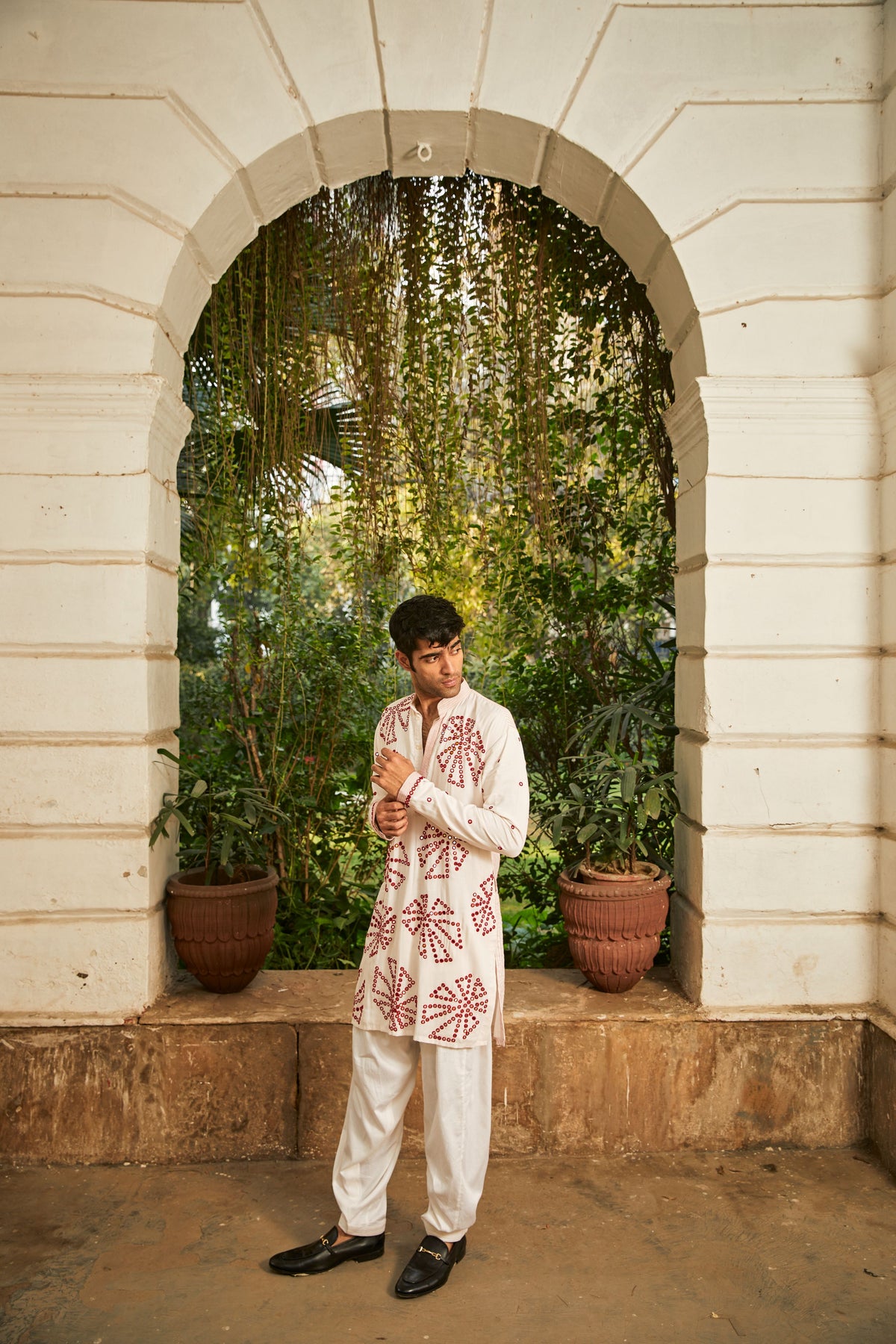 Silk Mirrowork Kurta With Salwar