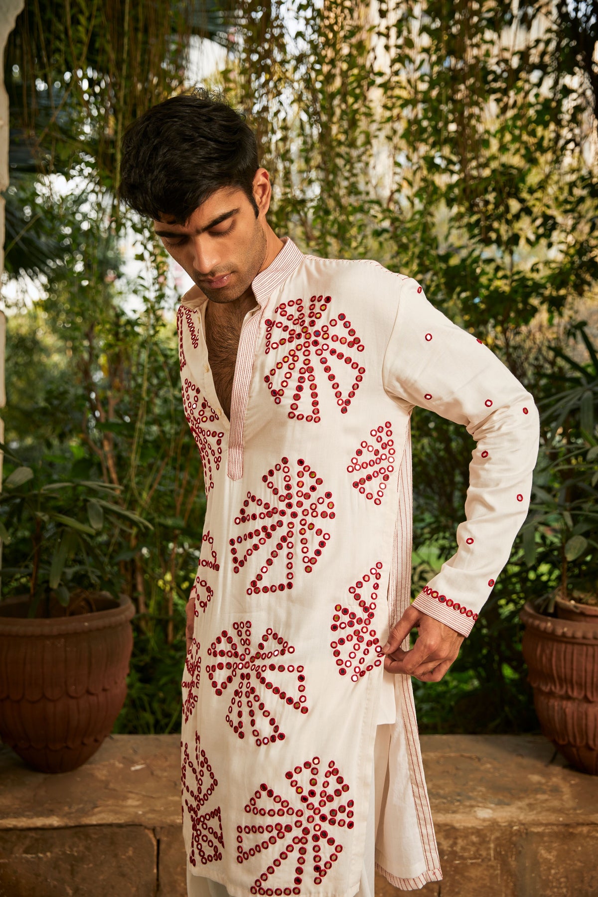 Silk Mirrowork Kurta With Salwar