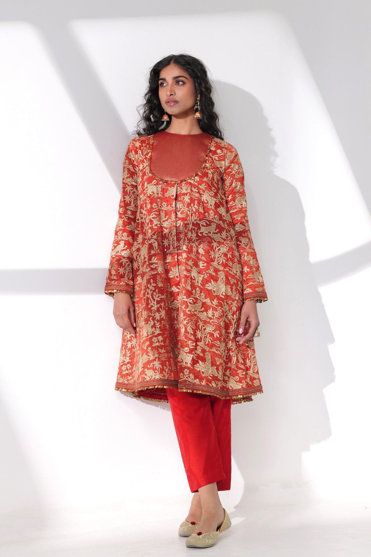 Red Embroidery Kurta