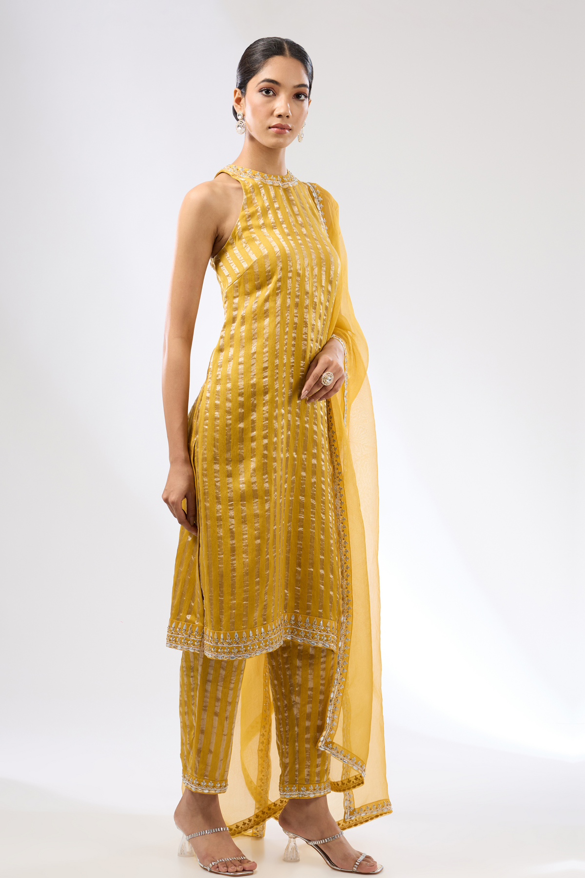 Gota Patti Mustard Kurta Set