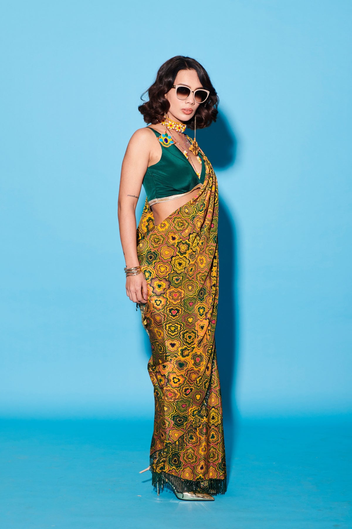 Predraped Pinwheel Saree