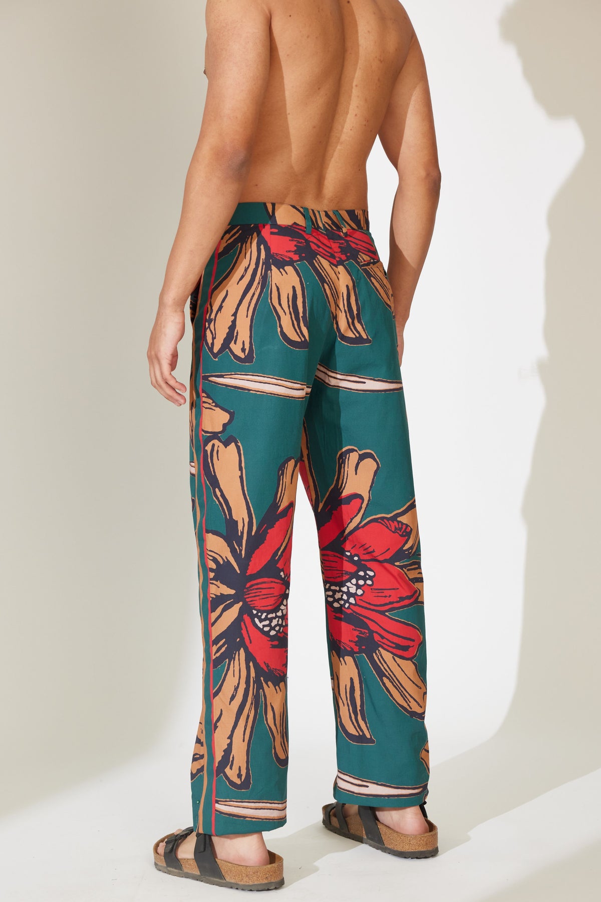 Green and Beige Floral Pant