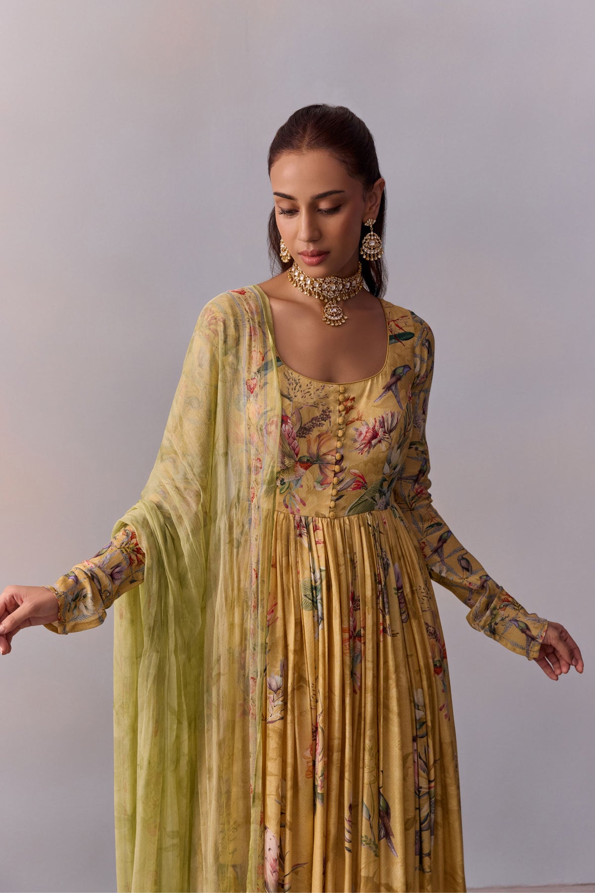 Lemon Yellow Pavika Anarkali Set