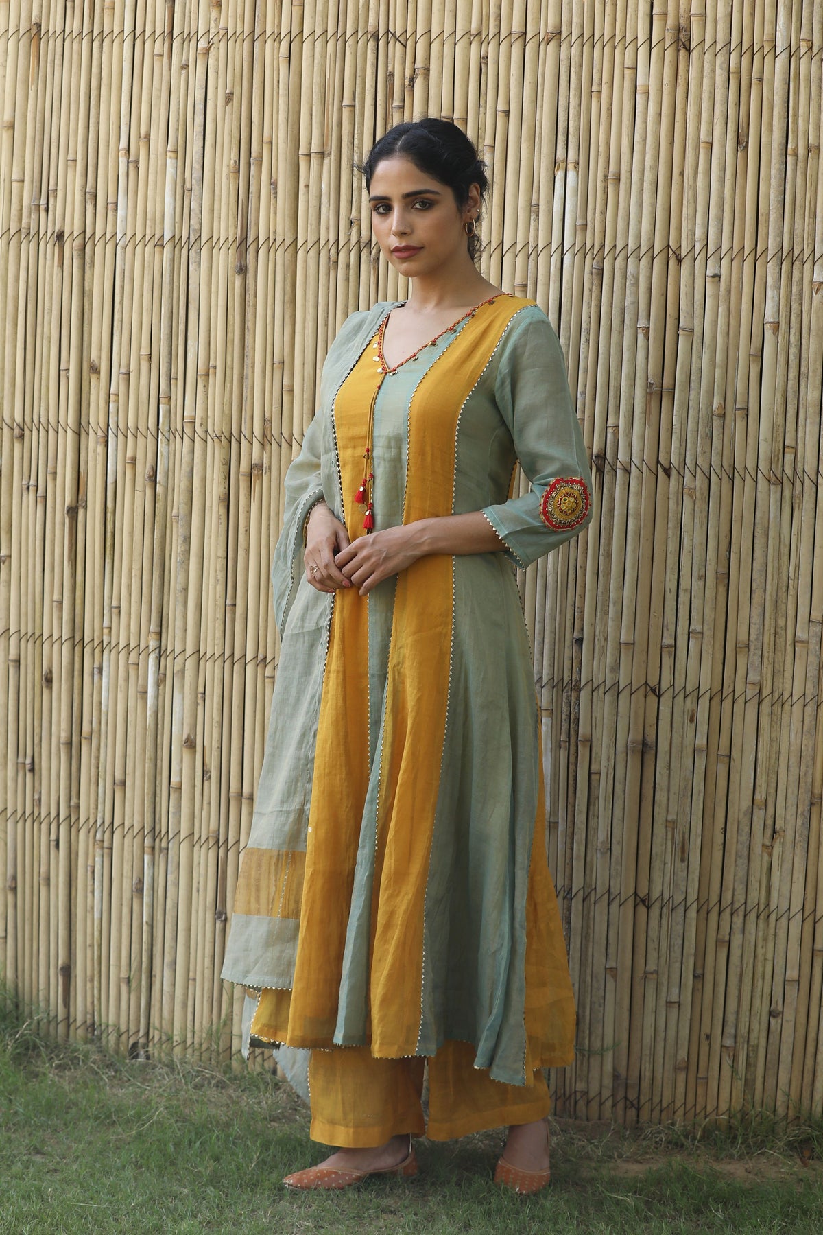 Blue And Yellow Kurta Set