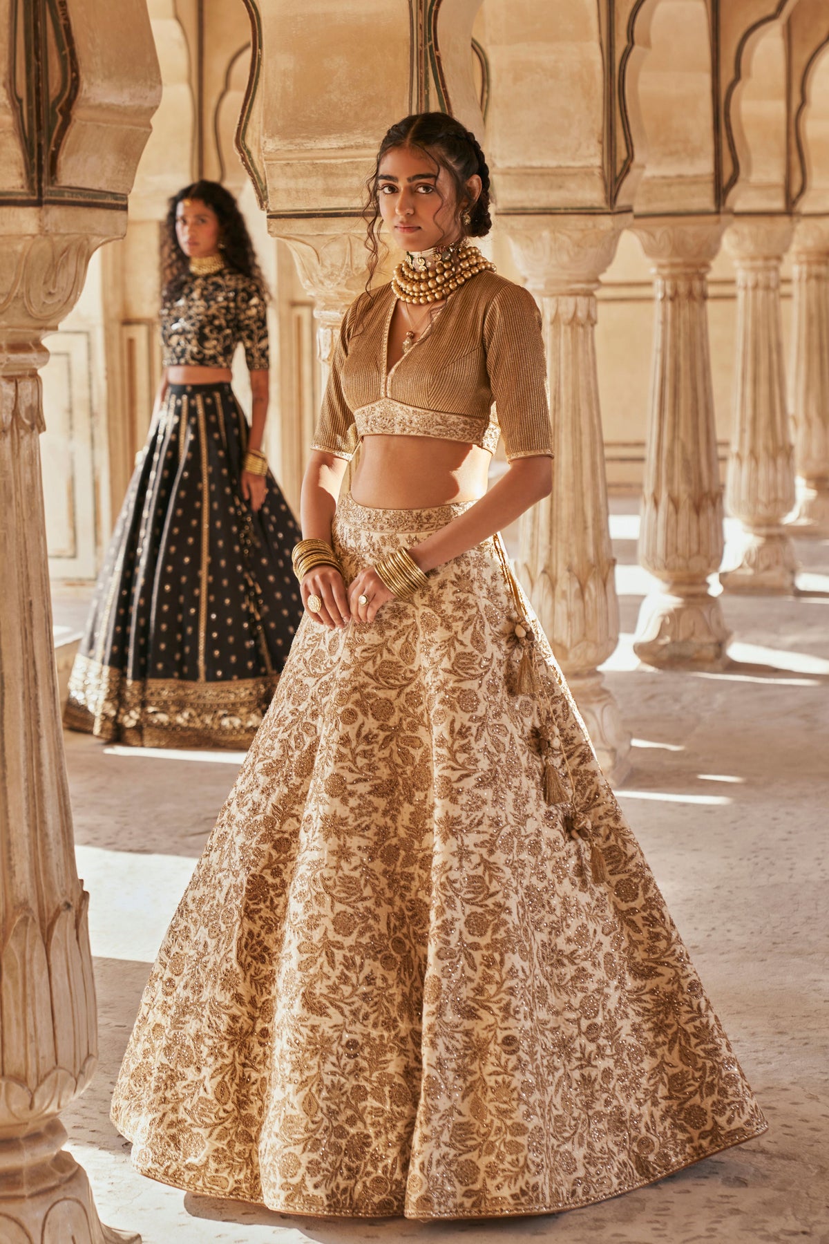 Brown Embroidery Lehenga Set