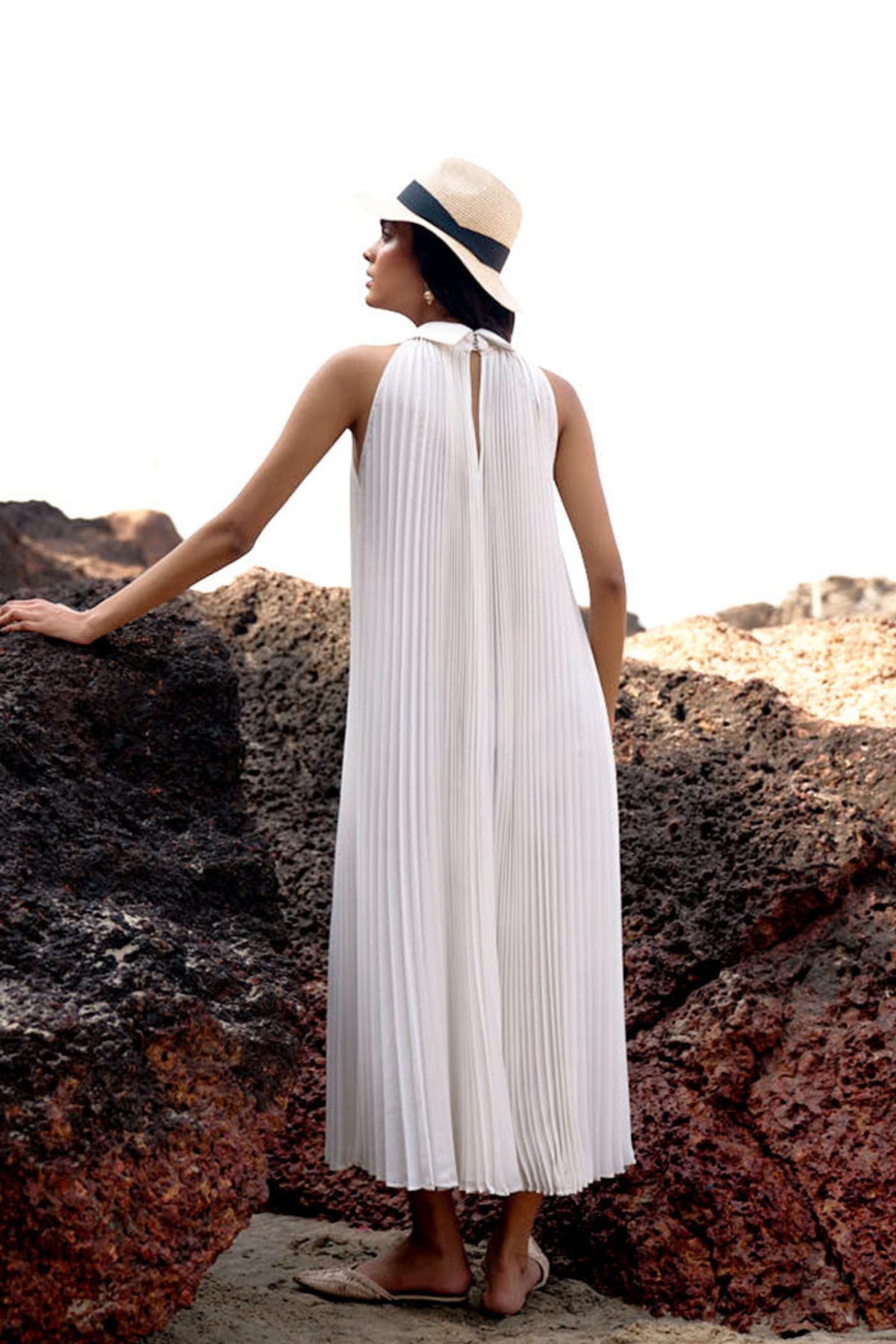 White Pleated Dress