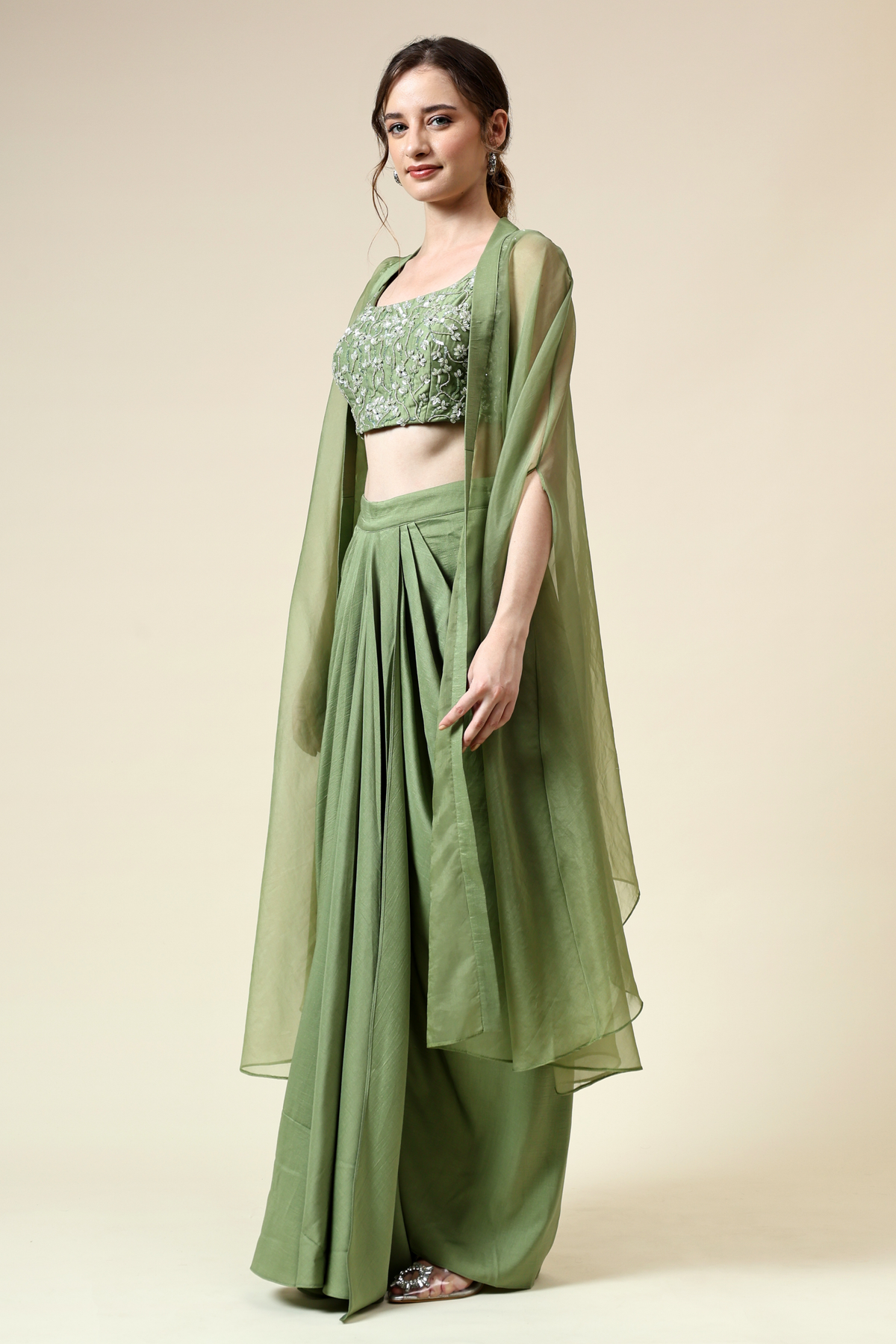 Tropical Green Cape Skirt Set