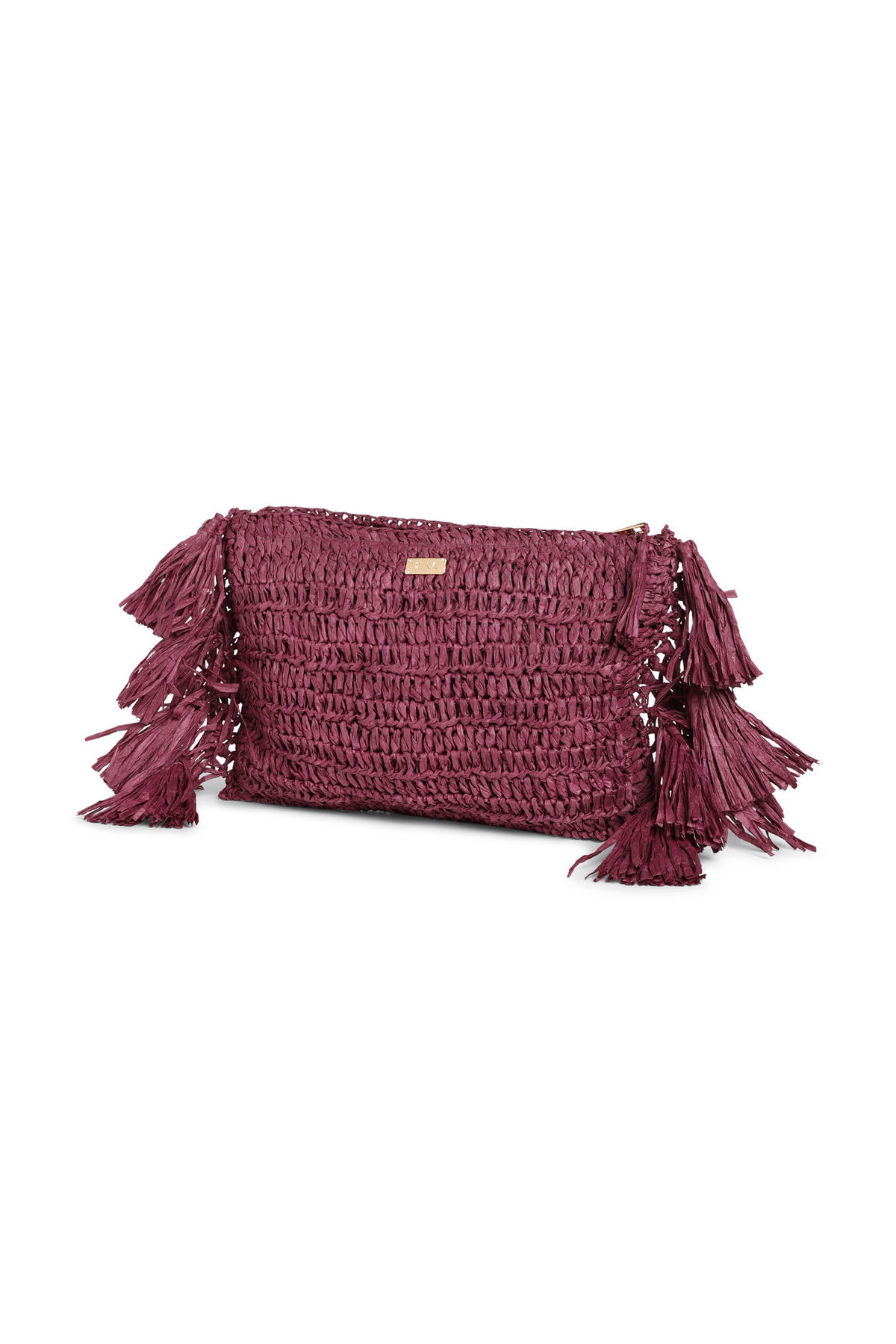 Raffia Clutch With Tassels