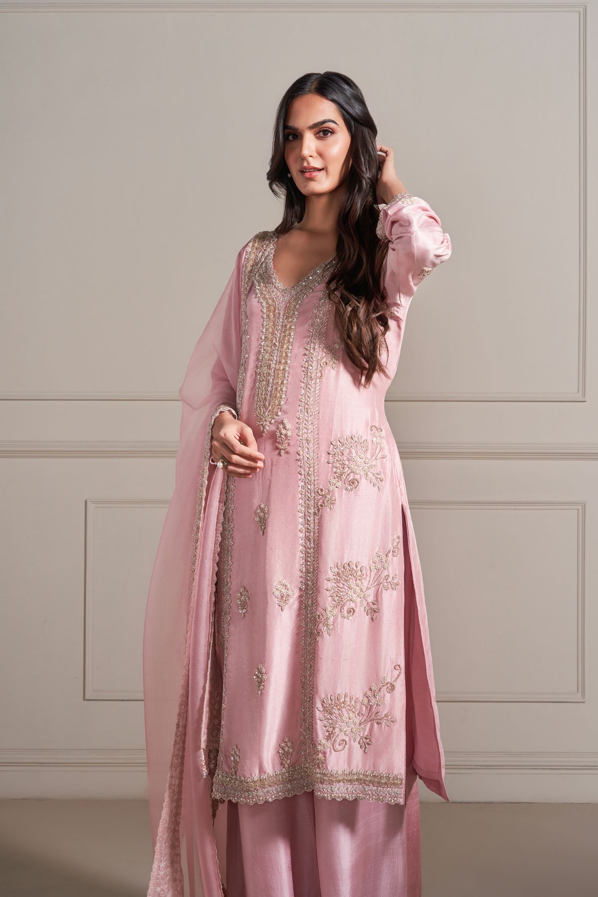 Baby Pink Embellished Kurta Set