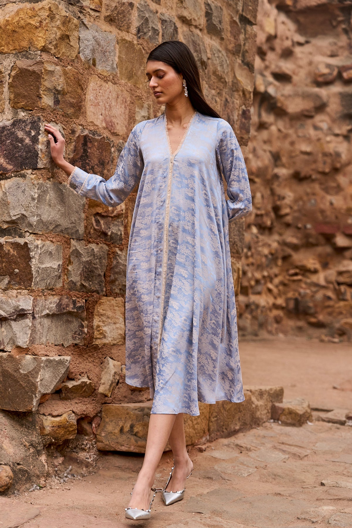 A-line Patterned Shirt Dress