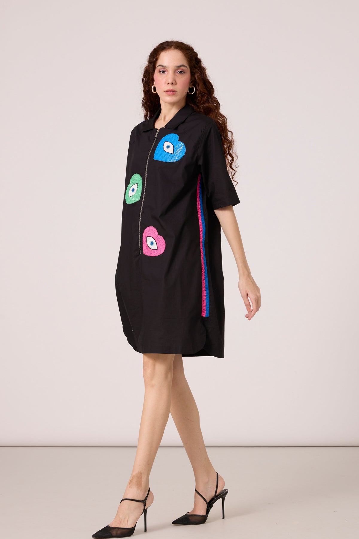 Maddox Applique Black Dress