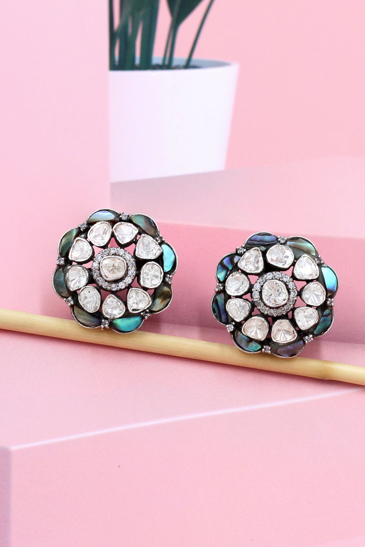 Silver Earrings in Multicolour